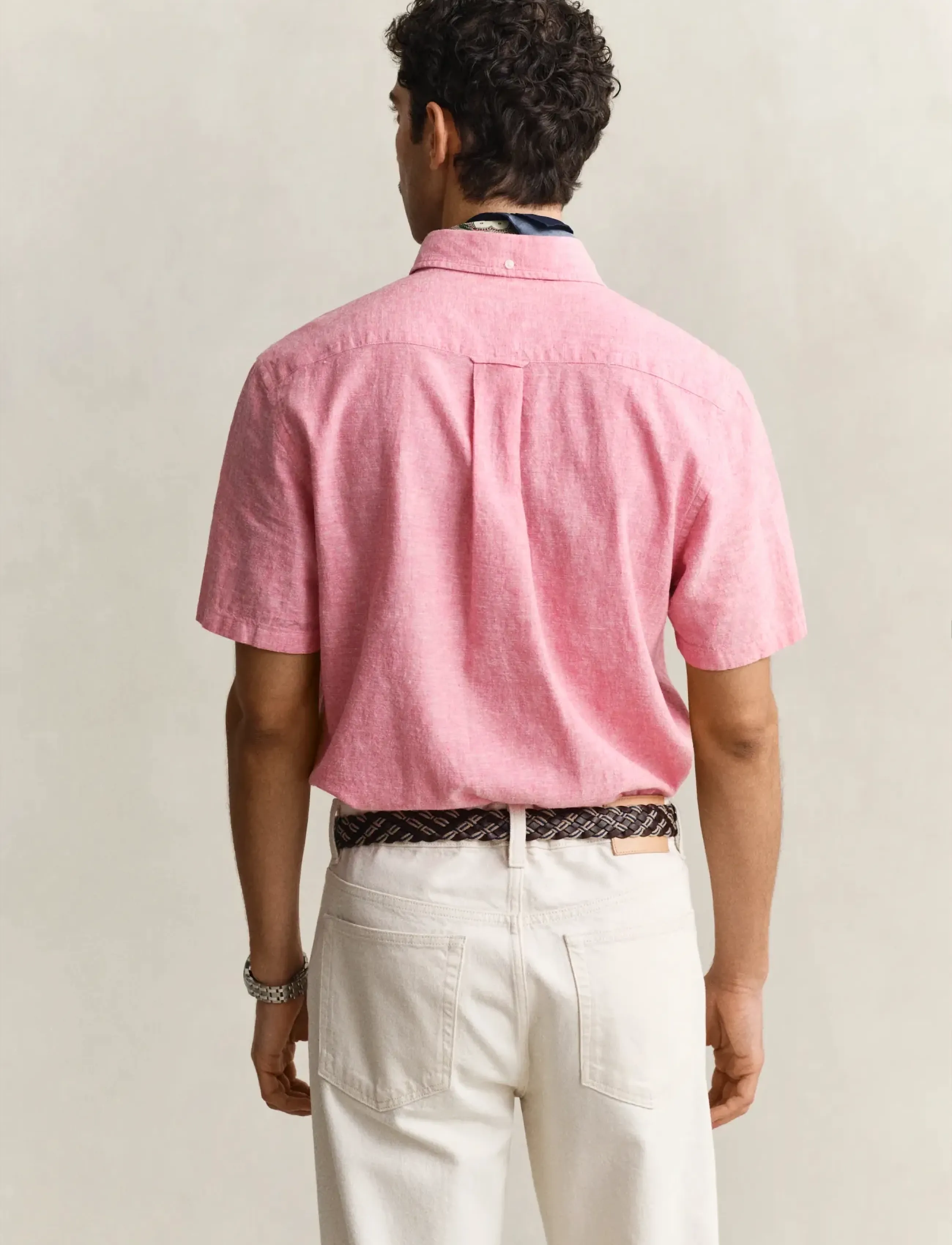 Gant - REG COTTON LINEN SS SHIRT - kortärmade skjortor - rose pink - 2