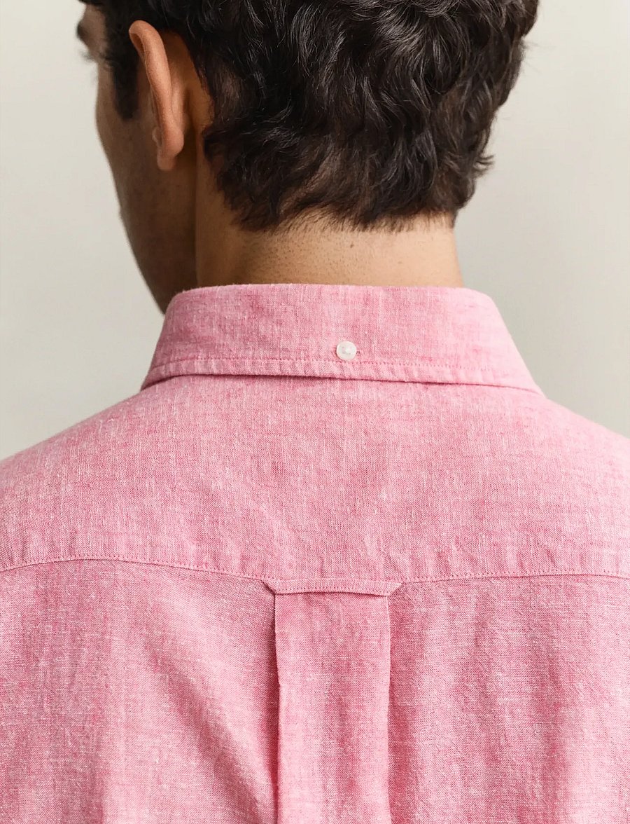 Gant - REG COTTON LINEN SS SHIRT - kortärmade skjortor - rose pink - 3