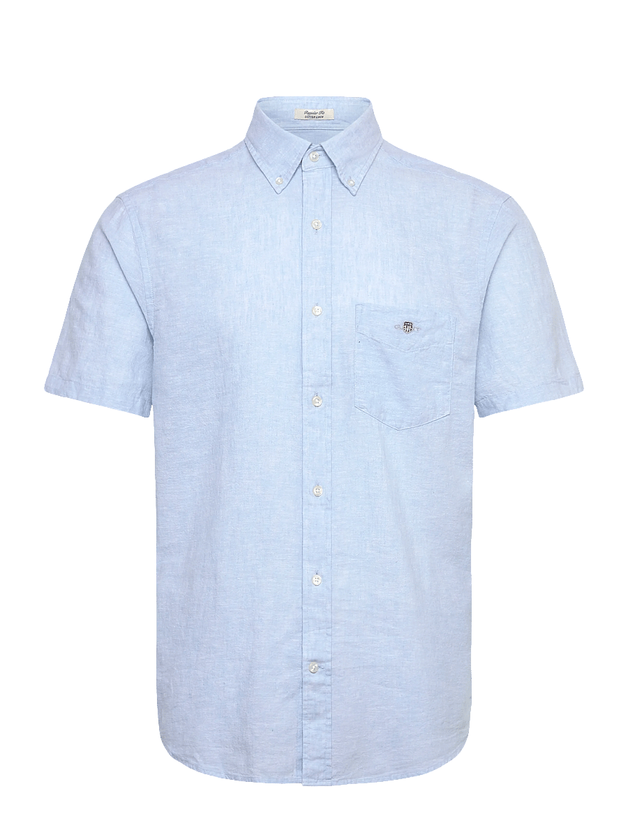 Gant - REG COTTON LINEN SS SHIRT - kortærmede skjorter - sky blue - 1