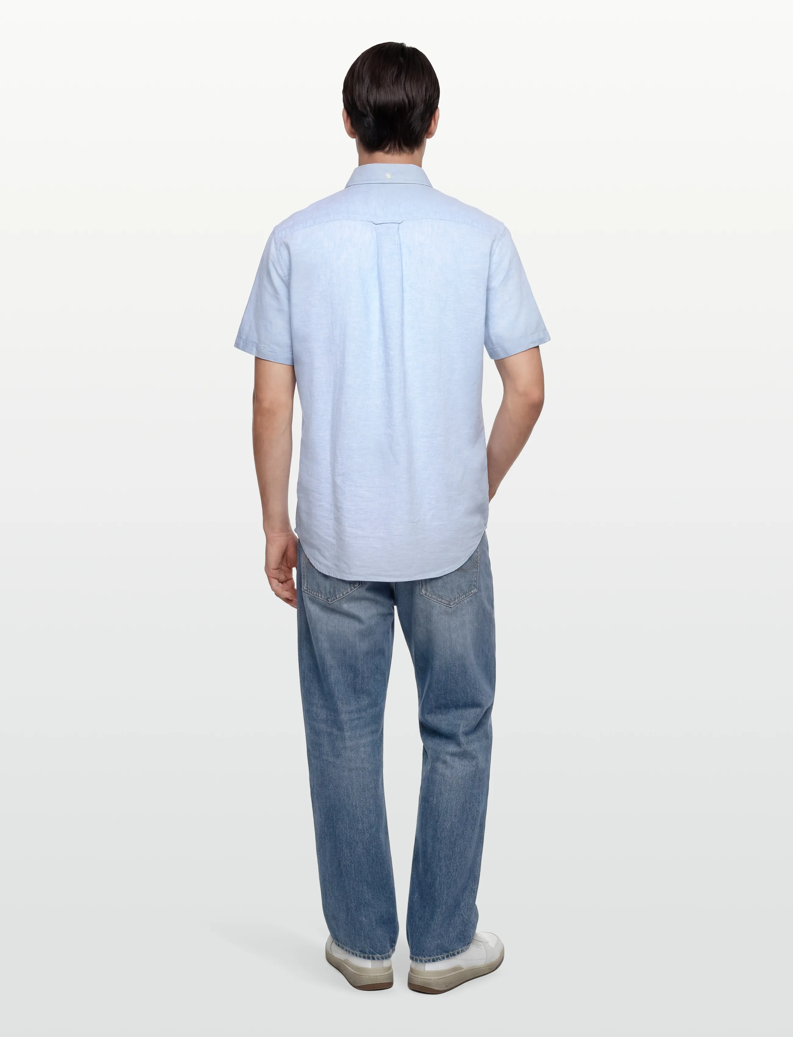 Gant - REG COTTON LINEN SS SHIRT - kortærmede skjorter - sky blue - 4