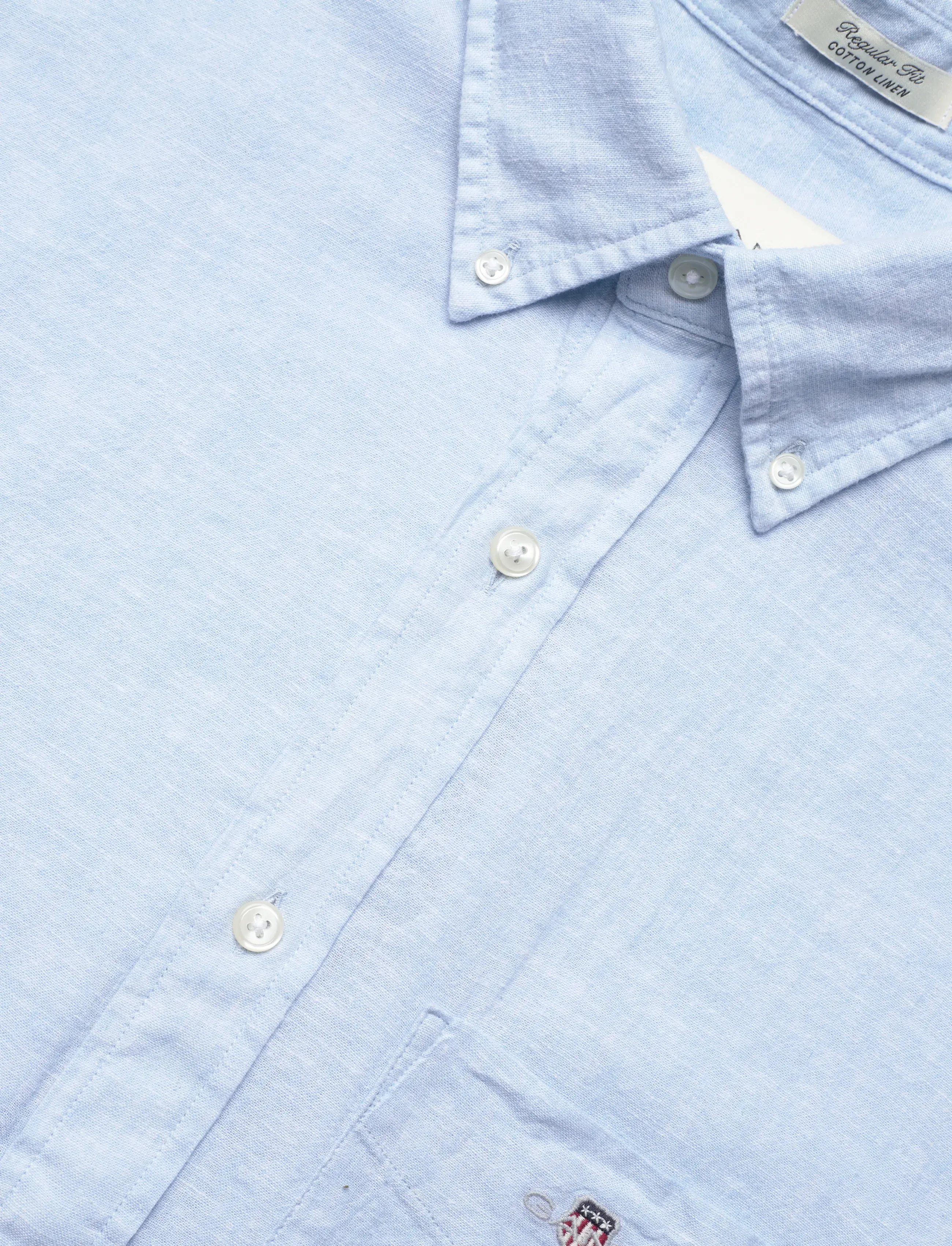 Gant - REG COTTON LINEN SS SHIRT - kortærmede skjorter - sky blue - 5