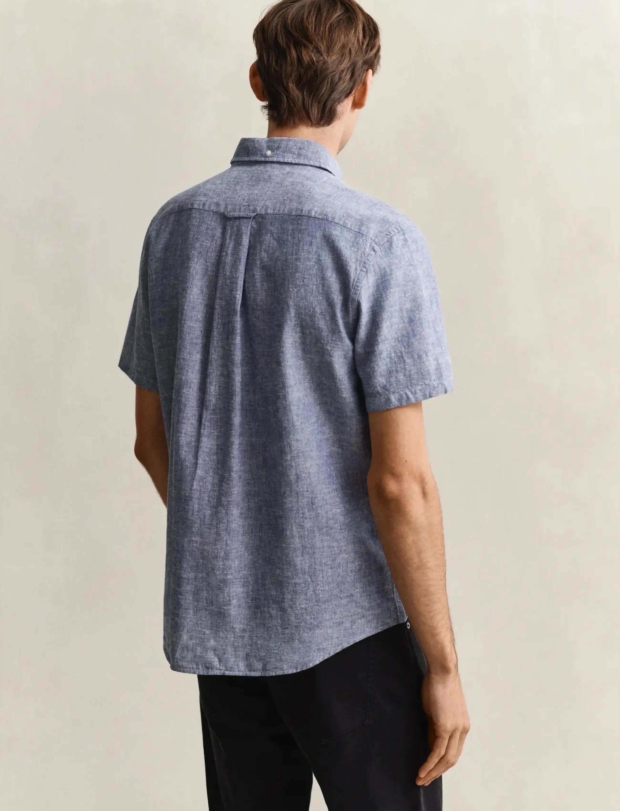 Gant - REG COTTON LINEN SS SHIRT - kortærmede skjorter - vintage blue - 2