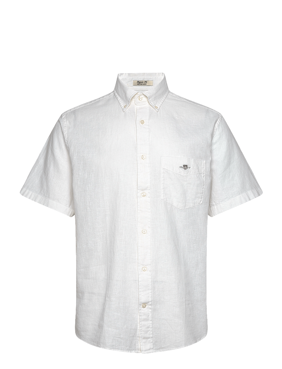 Gant - REG COTTON LINEN SS SHIRT - kurzarmhemden - white - 1