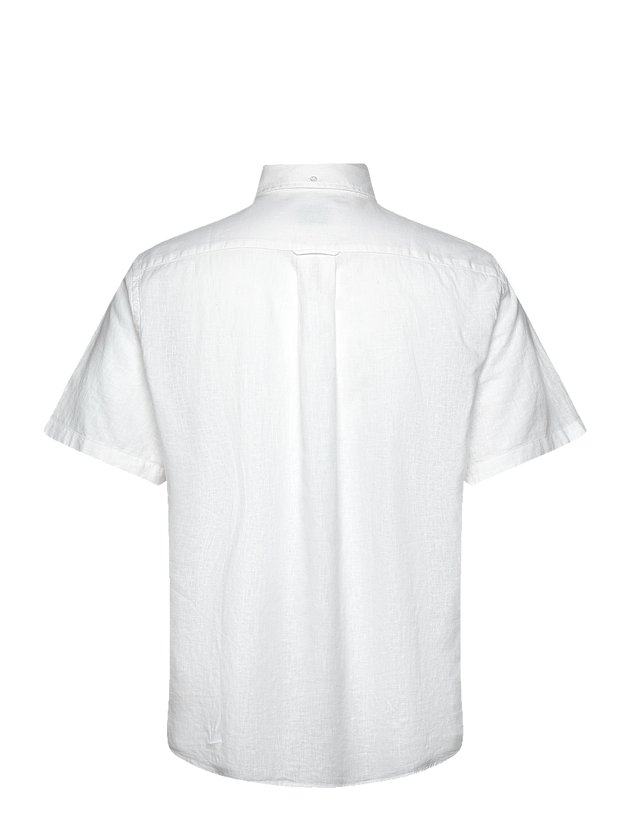 Gant - REG COTTON LINEN SS SHIRT - kurzarmhemden - white - 2