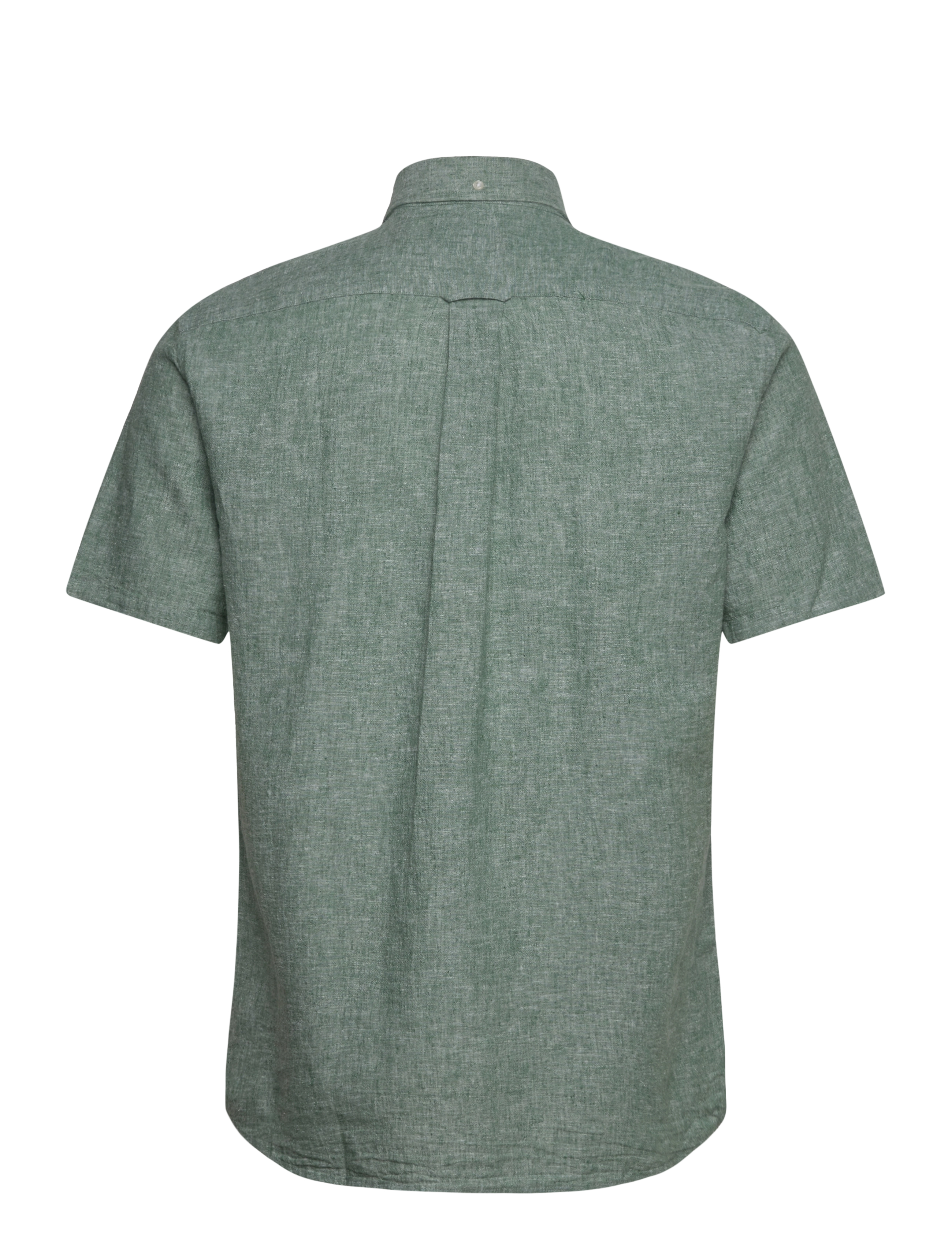 Gant - REG COTTON LINEN SS SHIRT - kurzarmhemden - woody green - 1