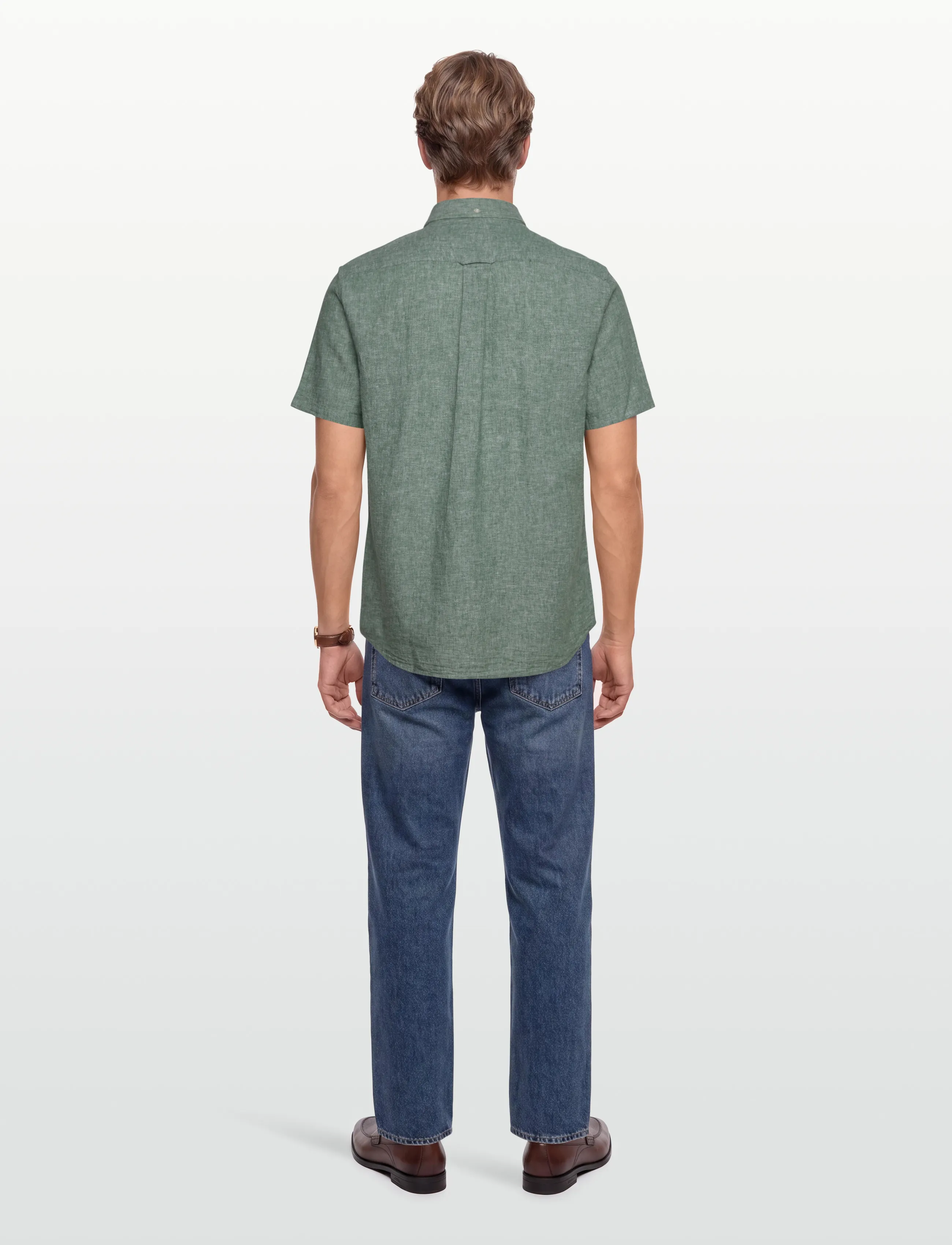 Gant - REG COTTON LINEN SS SHIRT - basic-hemden - woody green - 4