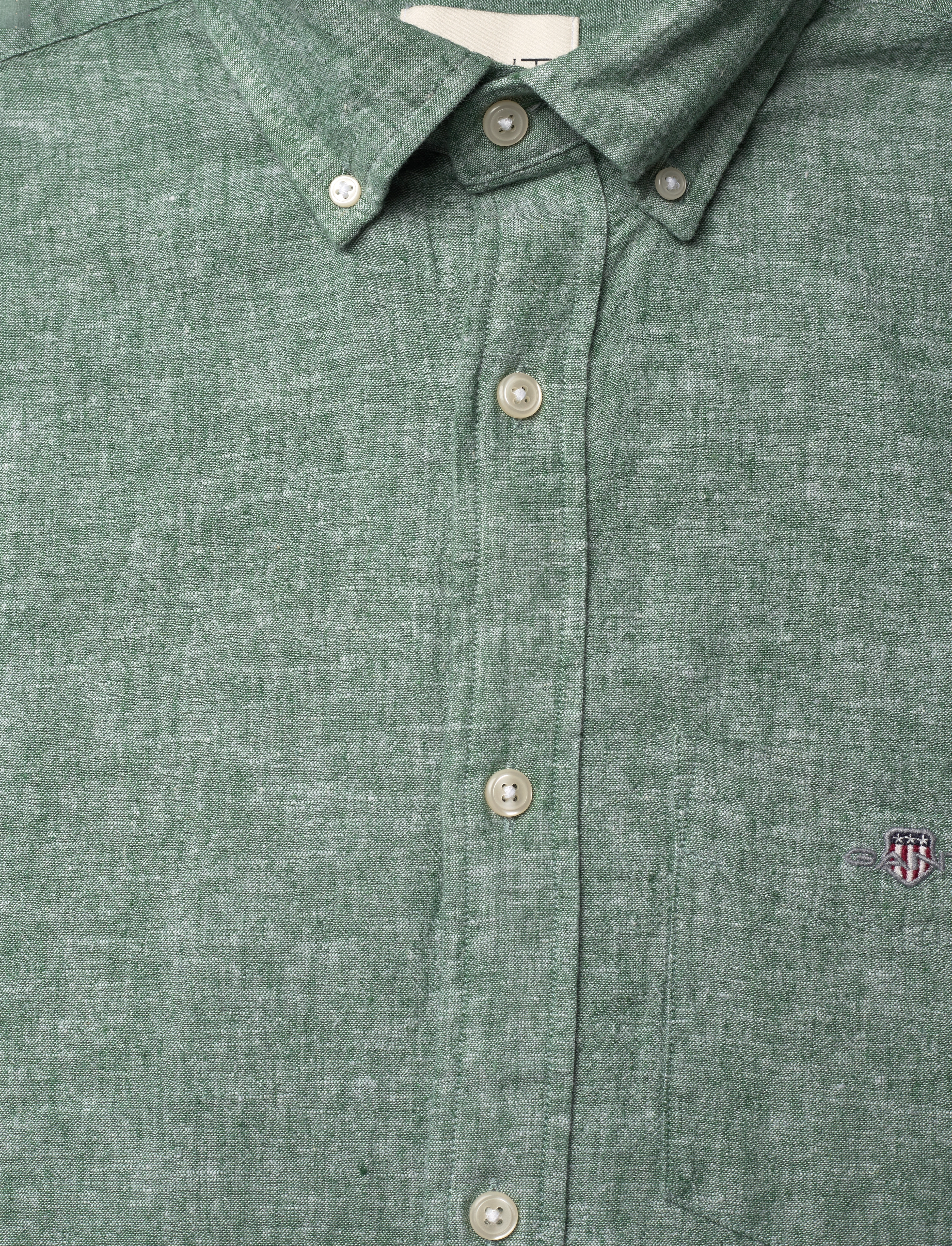 Gant - REG COTTON LINEN SS SHIRT - marškiniai trumpomis rankovėmis - woody green - 2