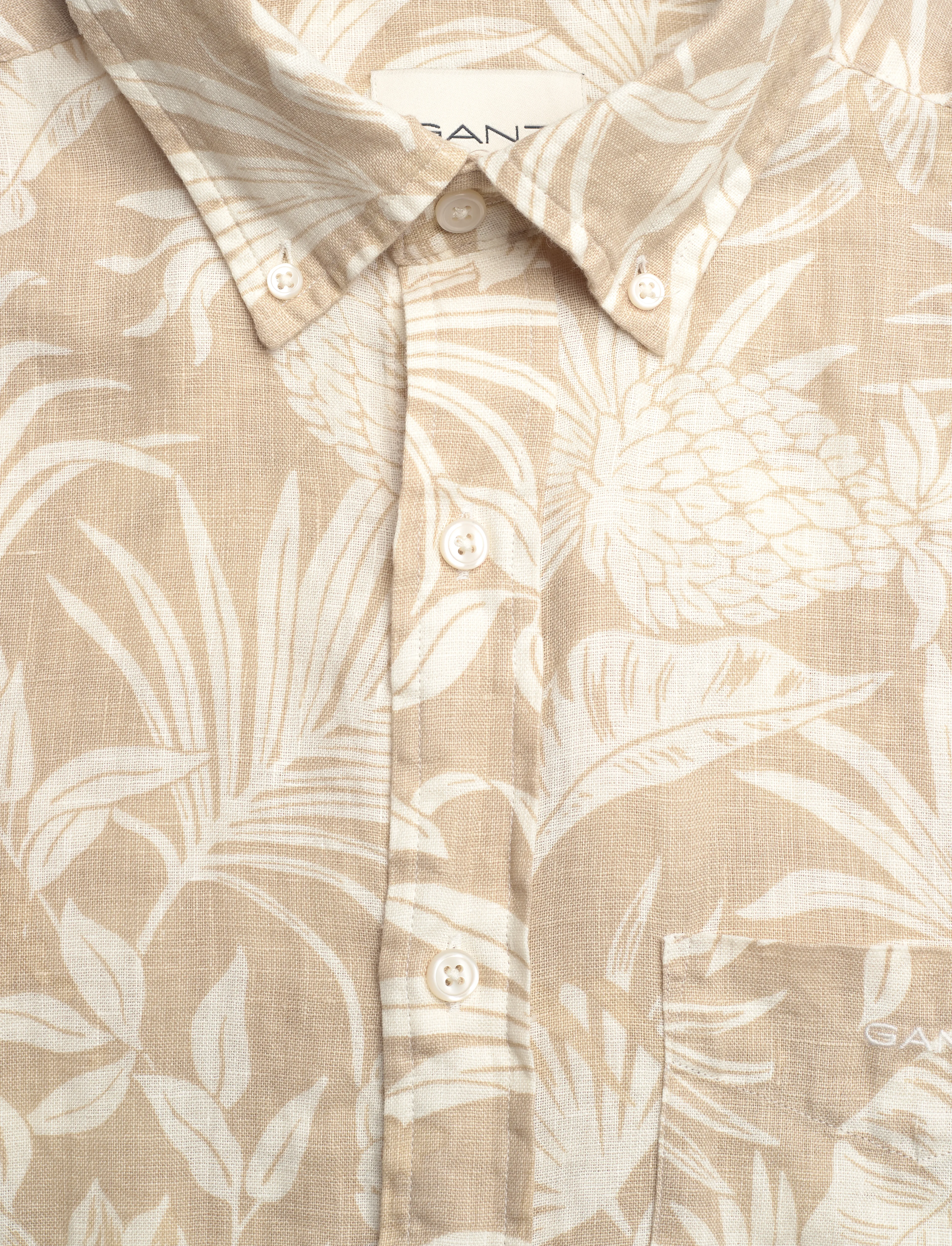 GANT - REG BOTANICAL LINEN PRINT SS SHIRT - dry sand - 2