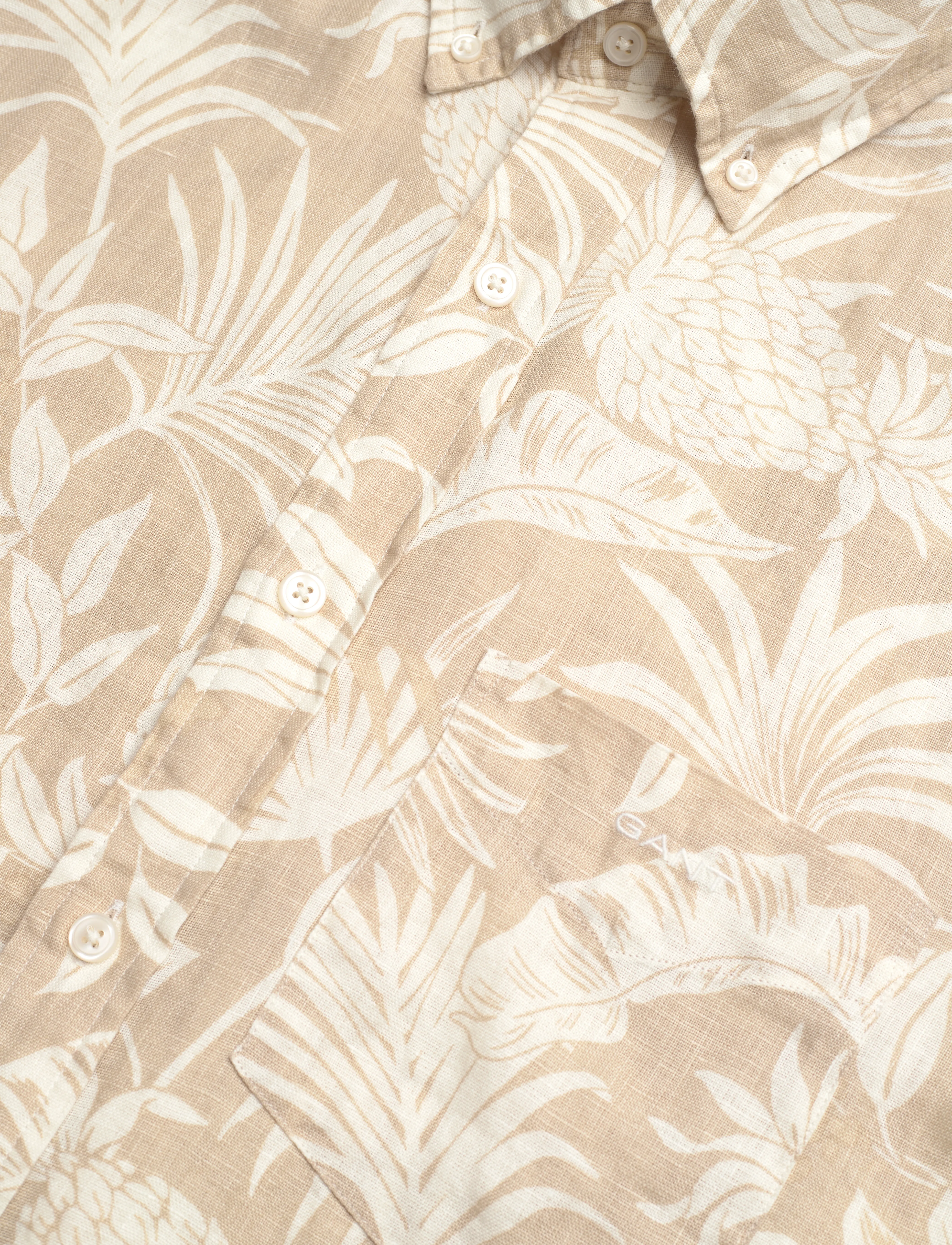 GANT - REG BOTANICAL LINEN PRINT SS SHIRT - dry sand - 3