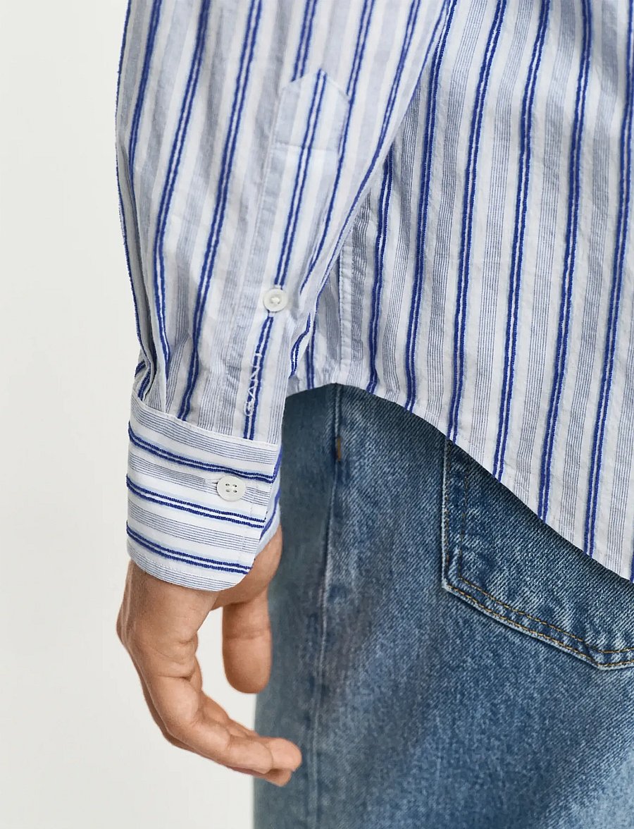 Gant - REL TEXTURE STRIPE SHIRT - gestreifte hemden - eggshell - 4