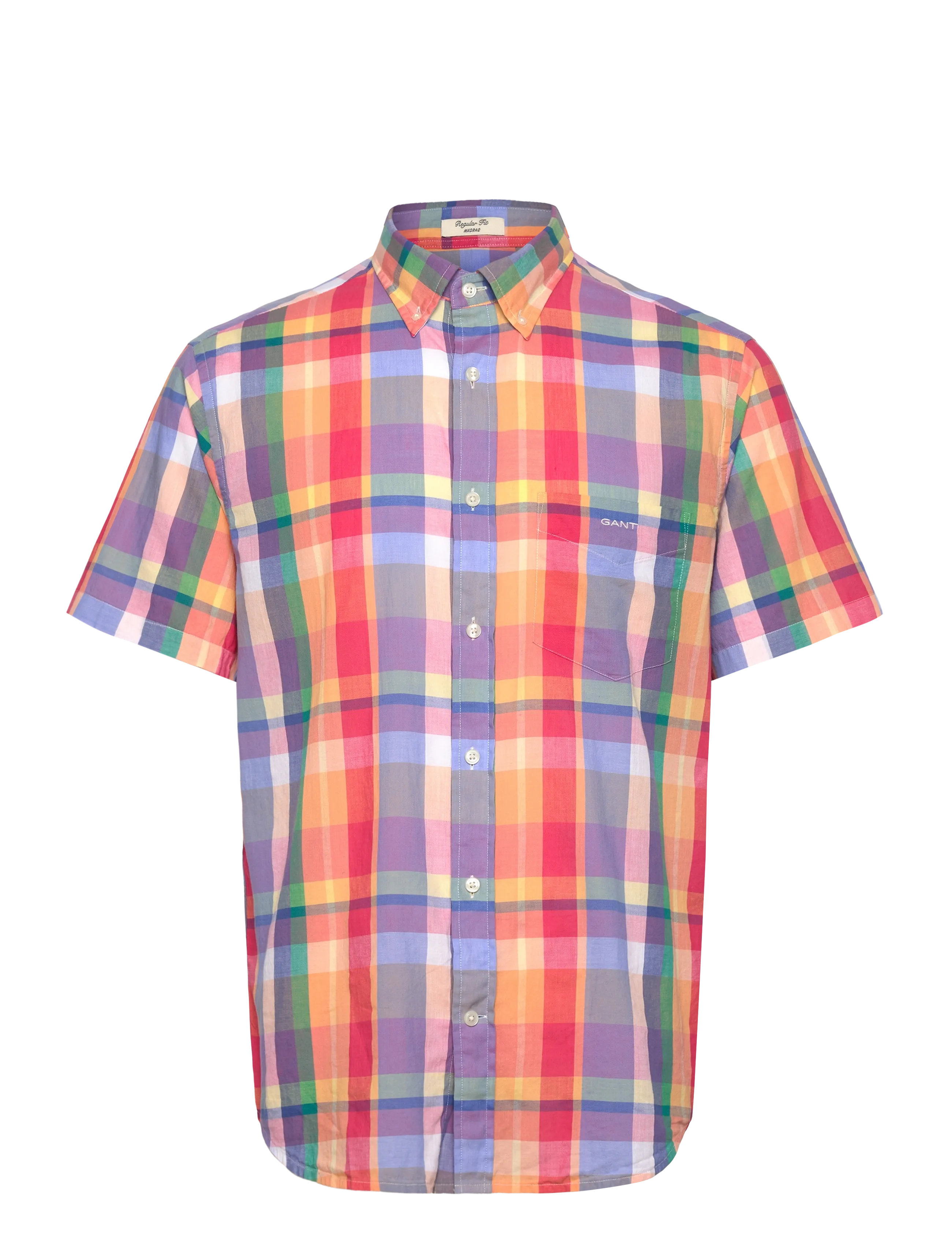Gant Reg Indian Madras Ss Shirt, Mænd, Madras Kortærmet Skjorte, Multi/mønstret, Str: S