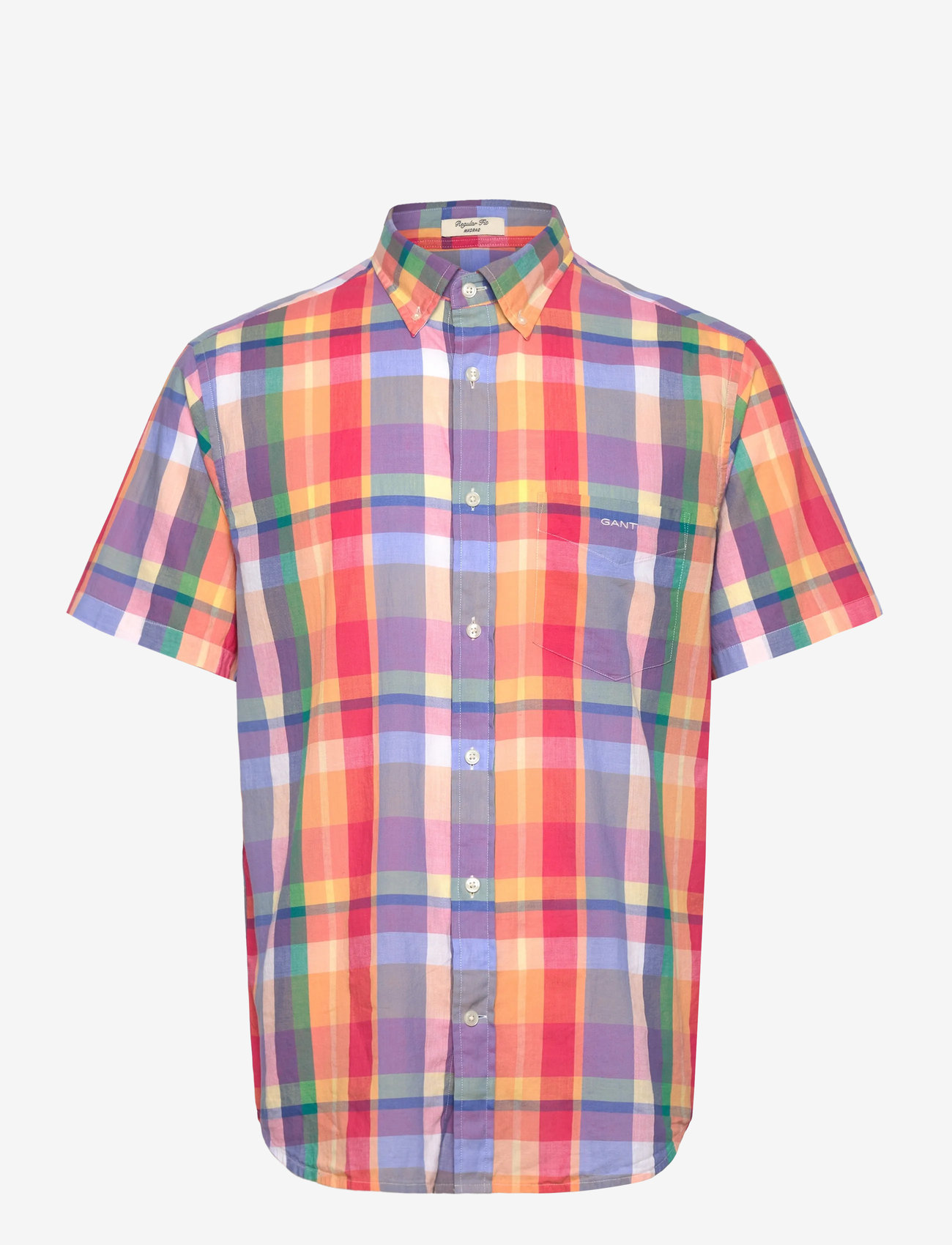 Gant - REG INDIAN MADRAS SS SHIRT - kortærmede skjorter - peachy orange - 0