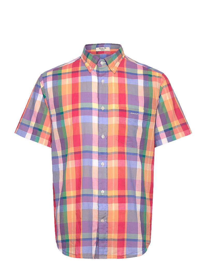 Gant - REG INDIAN MADRAS SS SHIRT - kortærmede skjorter - peachy orange - 0