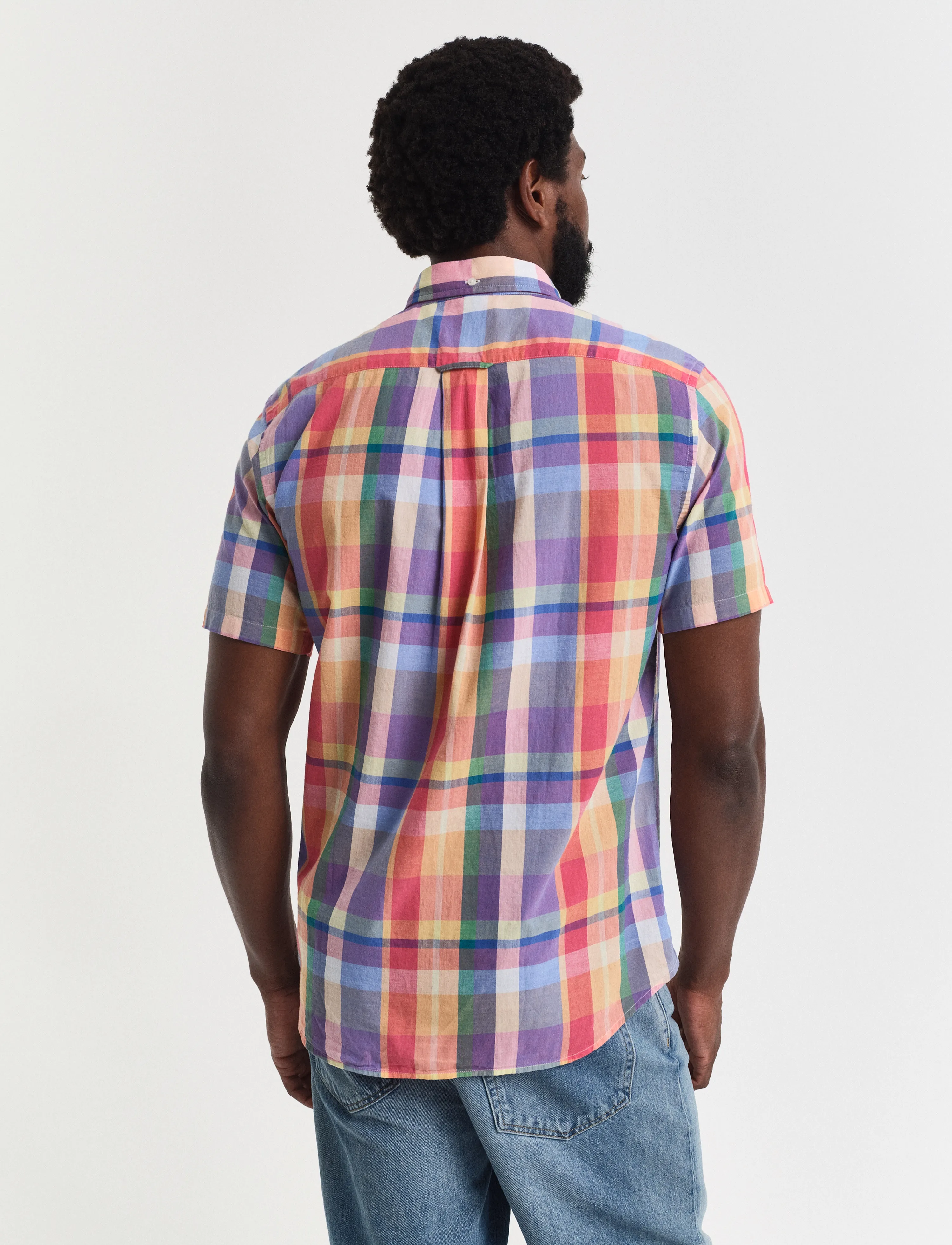 Gant - REG INDIAN MADRAS SS SHIRT - kurzarmhemden - peachy orange - 2