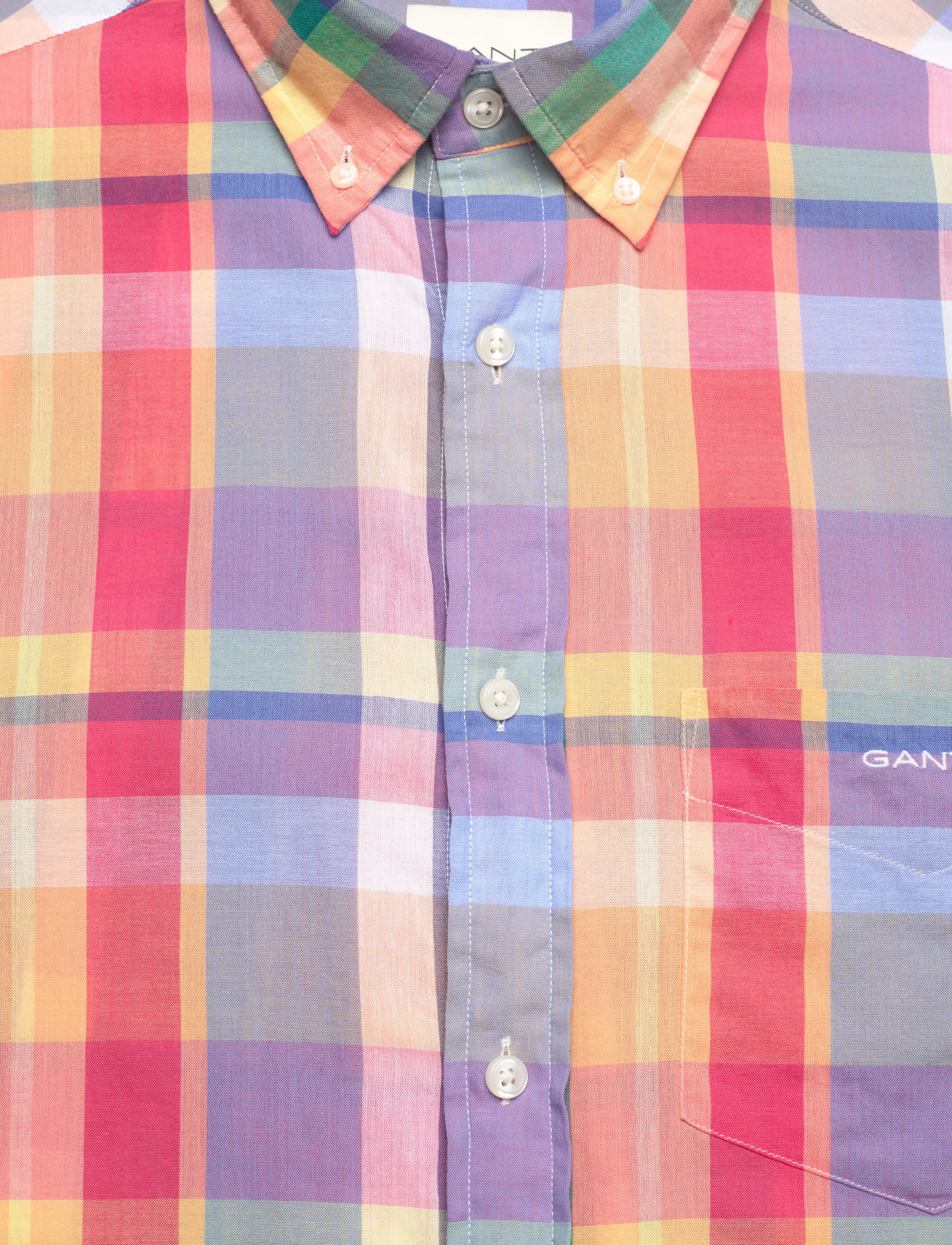 Gant - REG INDIAN MADRAS SS SHIRT - kurzarmhemden - peachy orange - 3