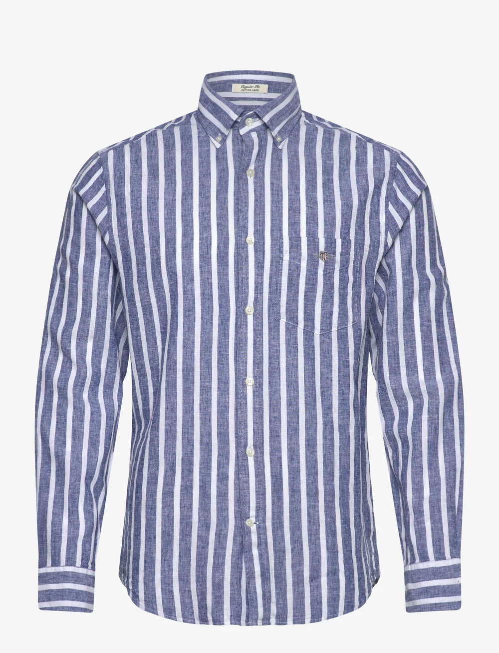 GANT - REG COTTON/LINEN STRIPED SHIRT - basic shirts - rich blue - 0
