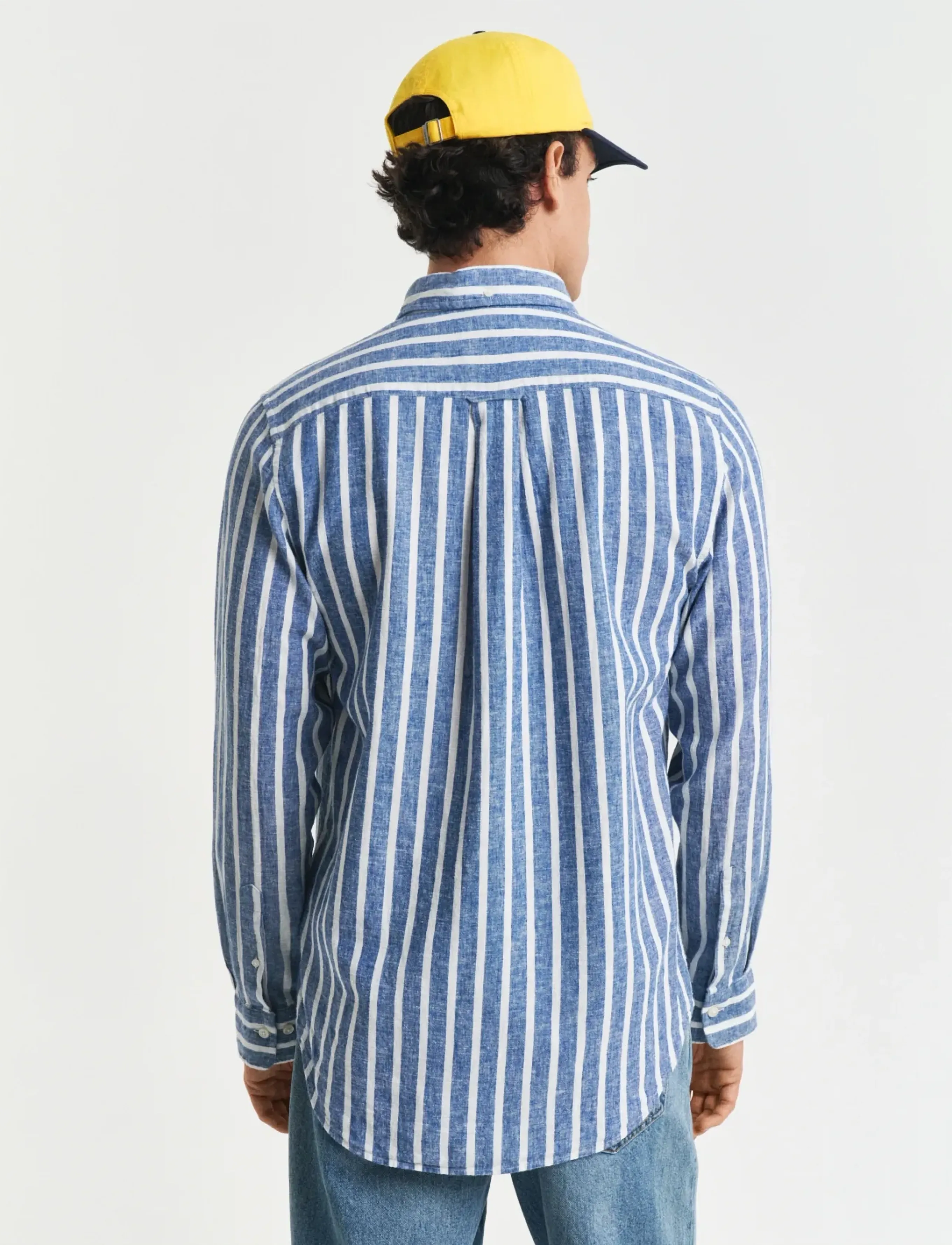 Gant - REG COTTON/LINEN STRIPED SHIRT - koszule w paski i prążki - rich blue - 3