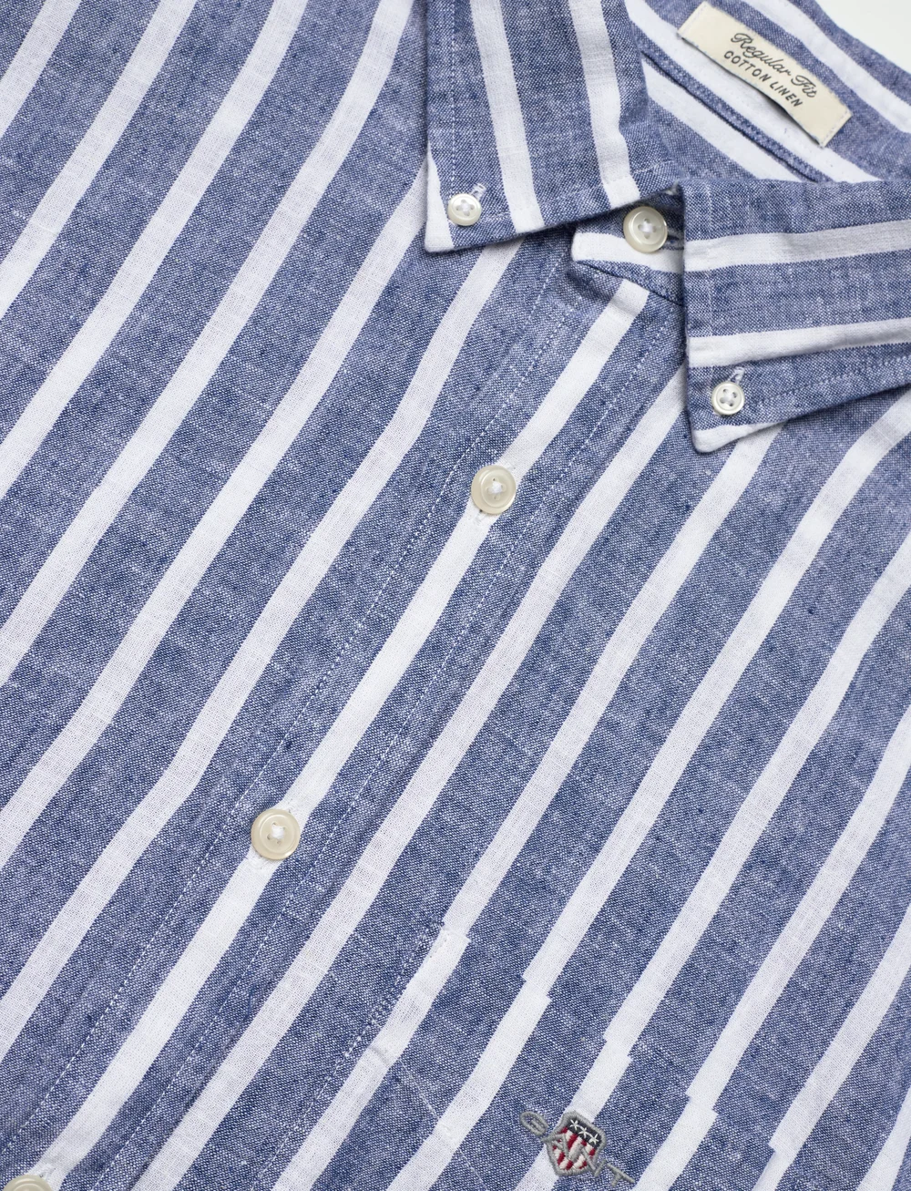 GANT - REG COTTON/LINEN STRIPED SHIRT - basic shirts - rich blue - 3