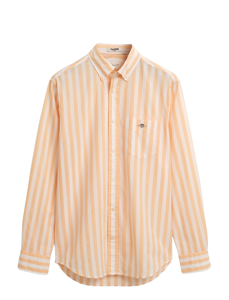 Gant - REG CLASSIC POPLIN STRIPE SHIRT - randiga skjortor - peachy orange - 1