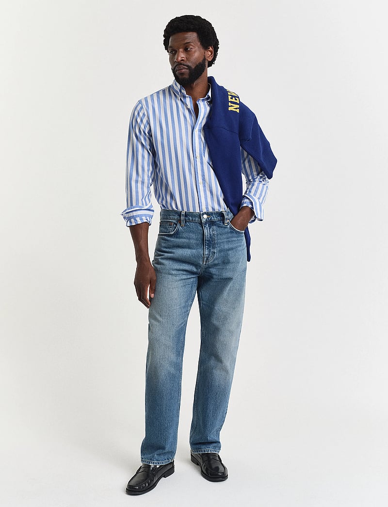 GANT - REG CLASSIC POPLIN STRIPE SHIRT - gestreifte hemden - perfect blue - 4