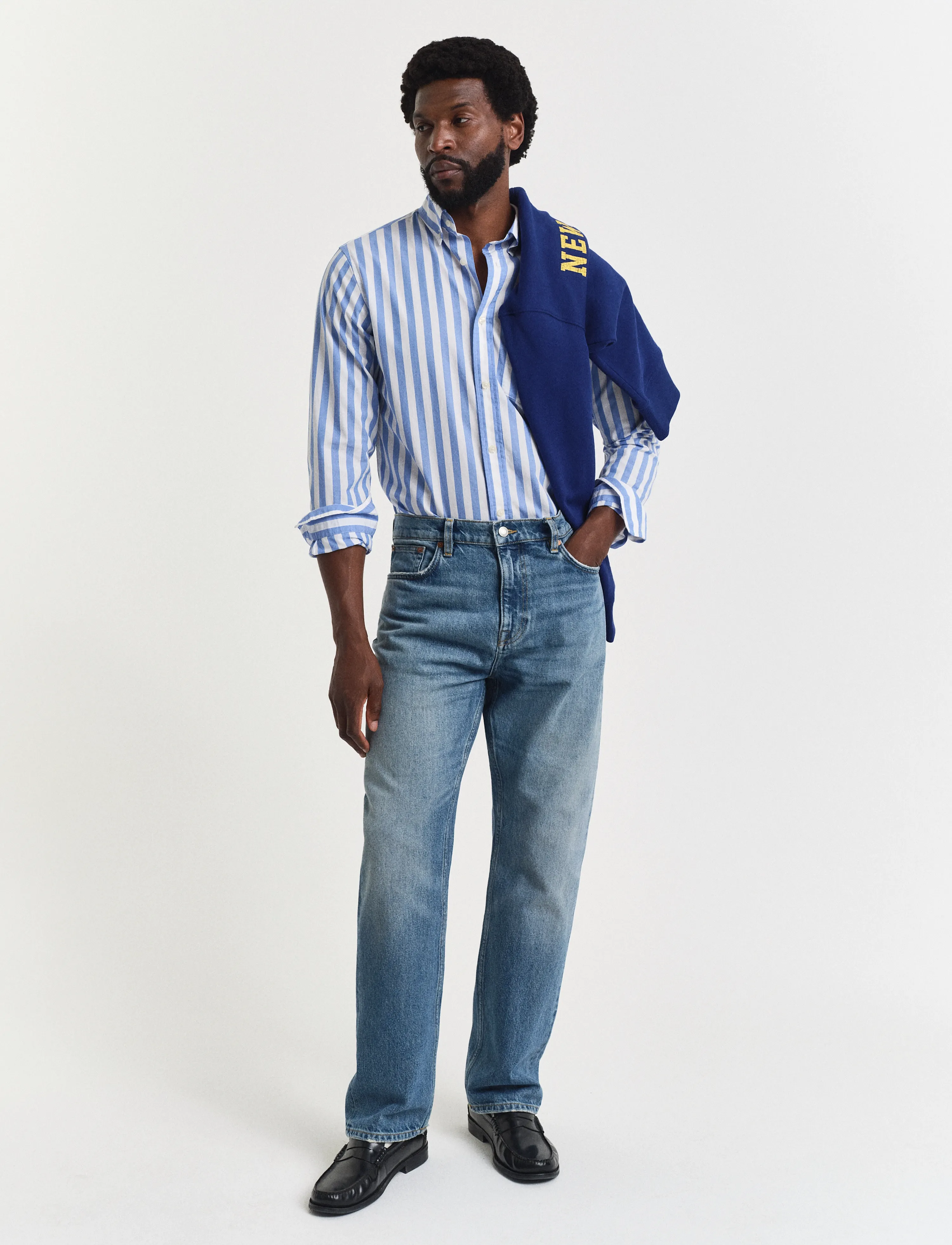 Gant - REG CLASSIC POPLIN STRIPE SHIRT - stribede skjorter - perfect blue - 4