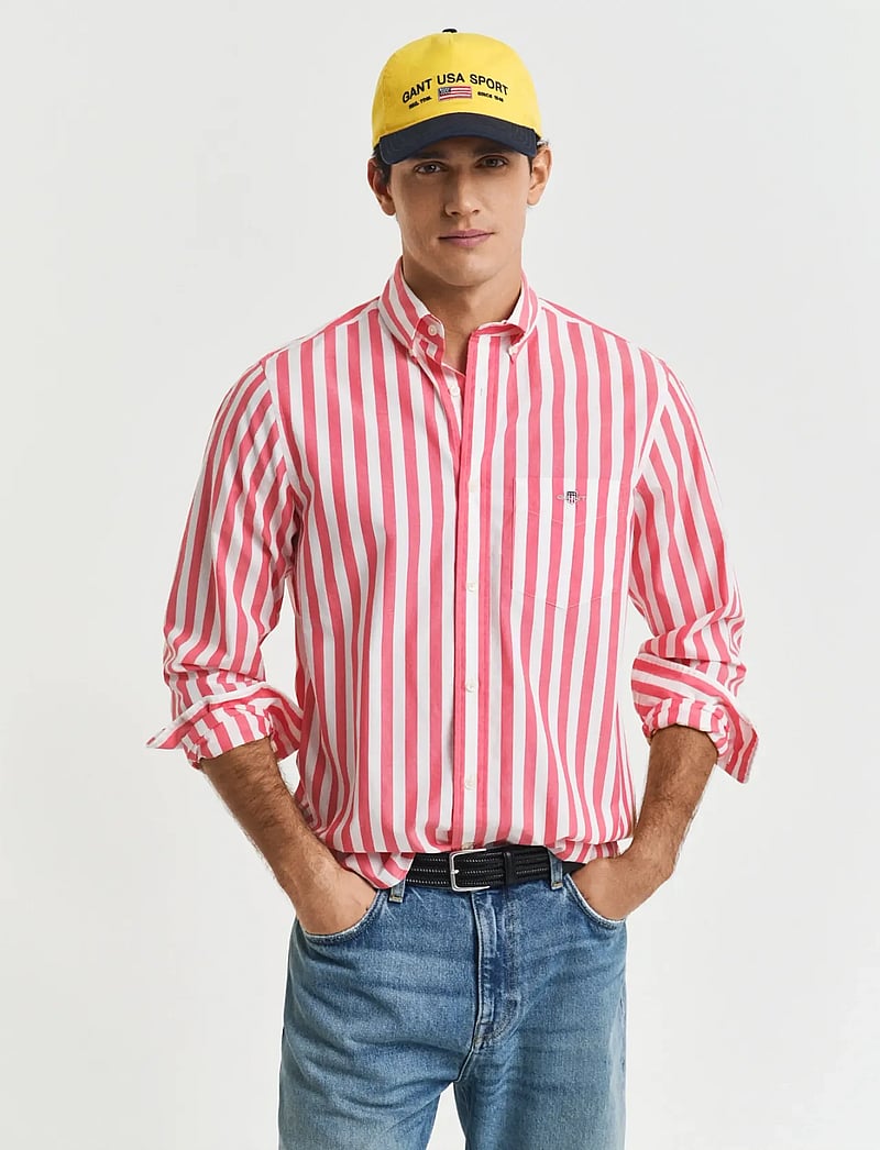 GANT - REG CLASSIC POPLIN STRIPE SHIRT - gestreifte hemden - watermelon red - 0