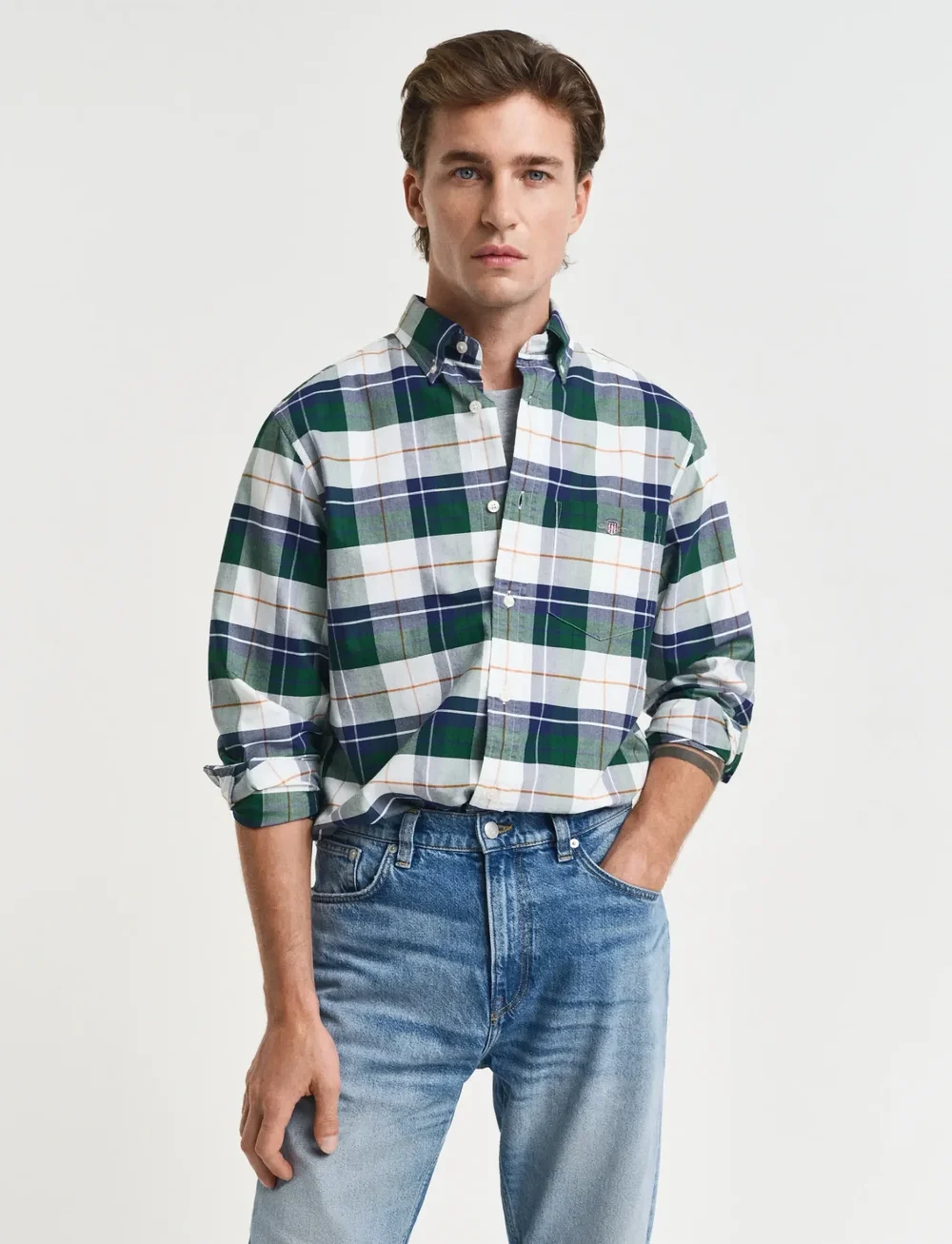 GANT - REG CLASSIC OXFORD CHECK SHIRT - oxfordi särgid - forest green - 0