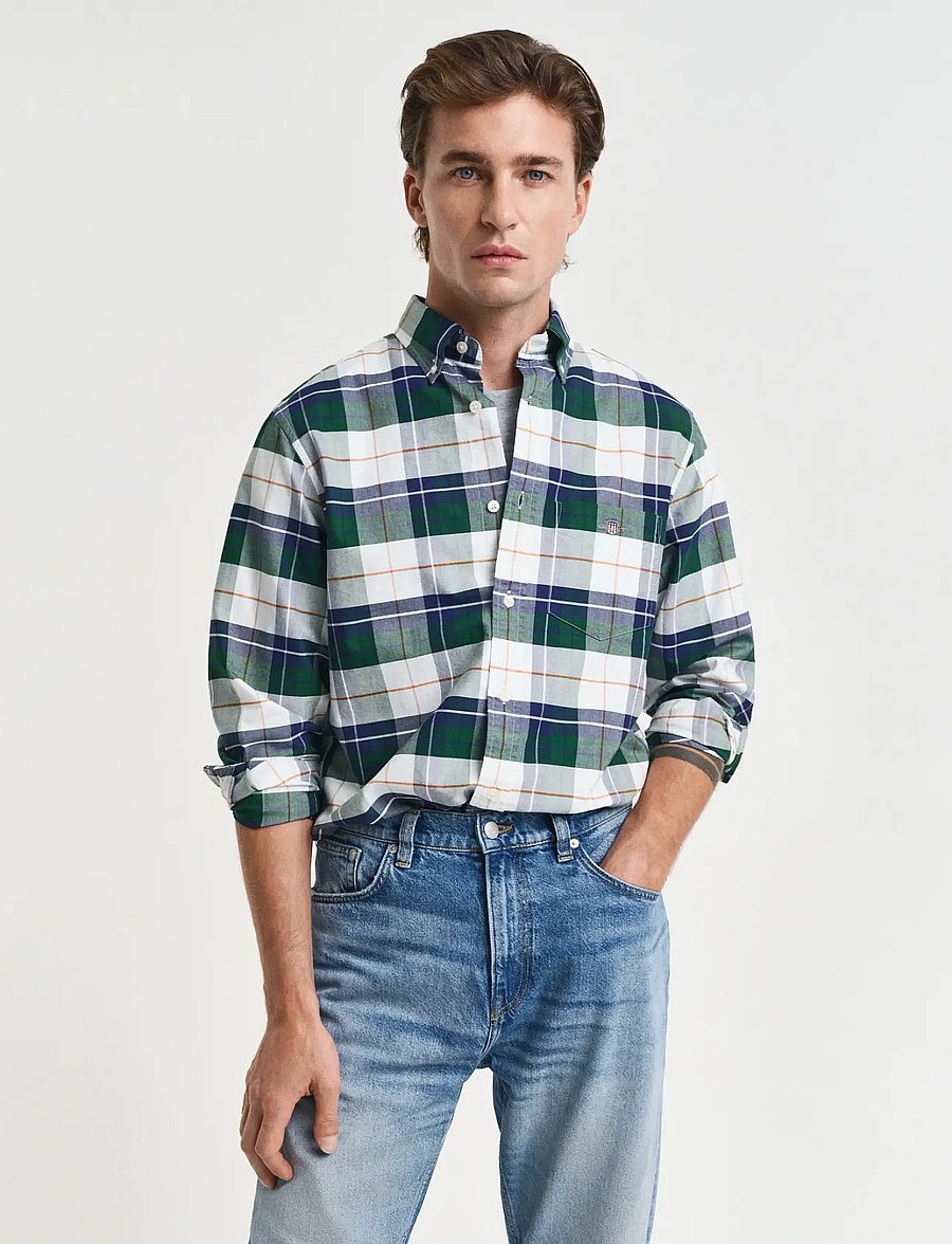 Gant - REG CLASSIC OXFORD CHECK SHIRT - forest green - 0