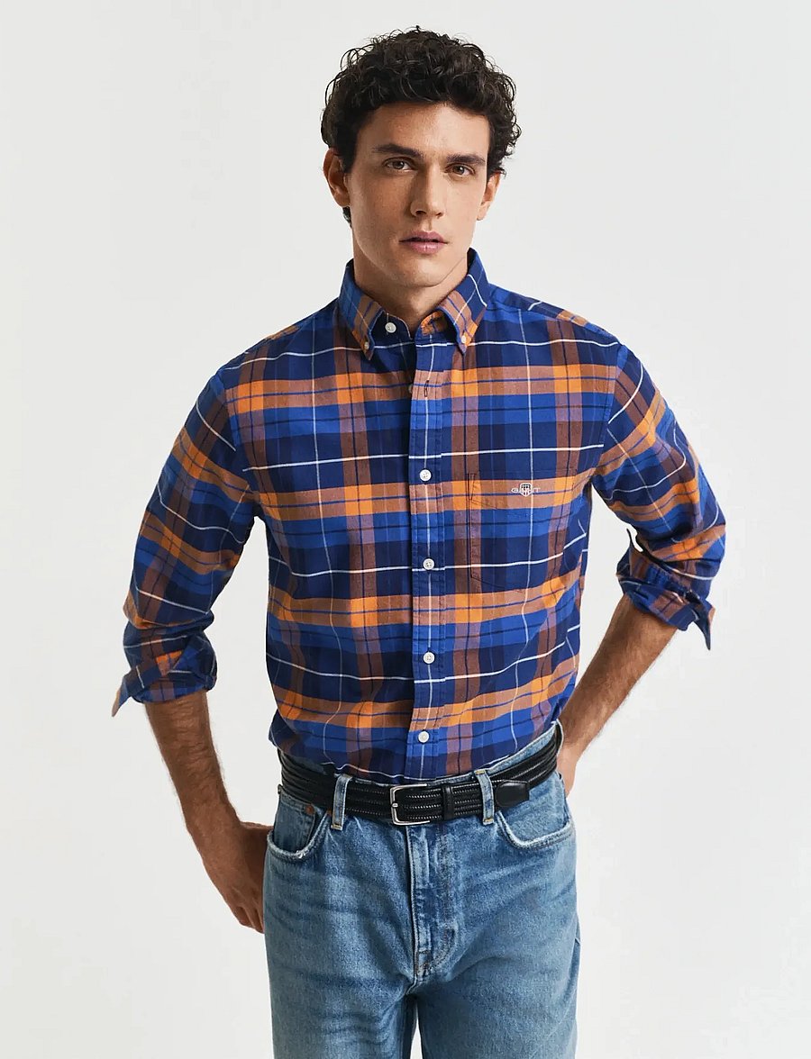 GANT - REG CLASSIC OXFORD CHECK SHIRT - orange bronze - 0