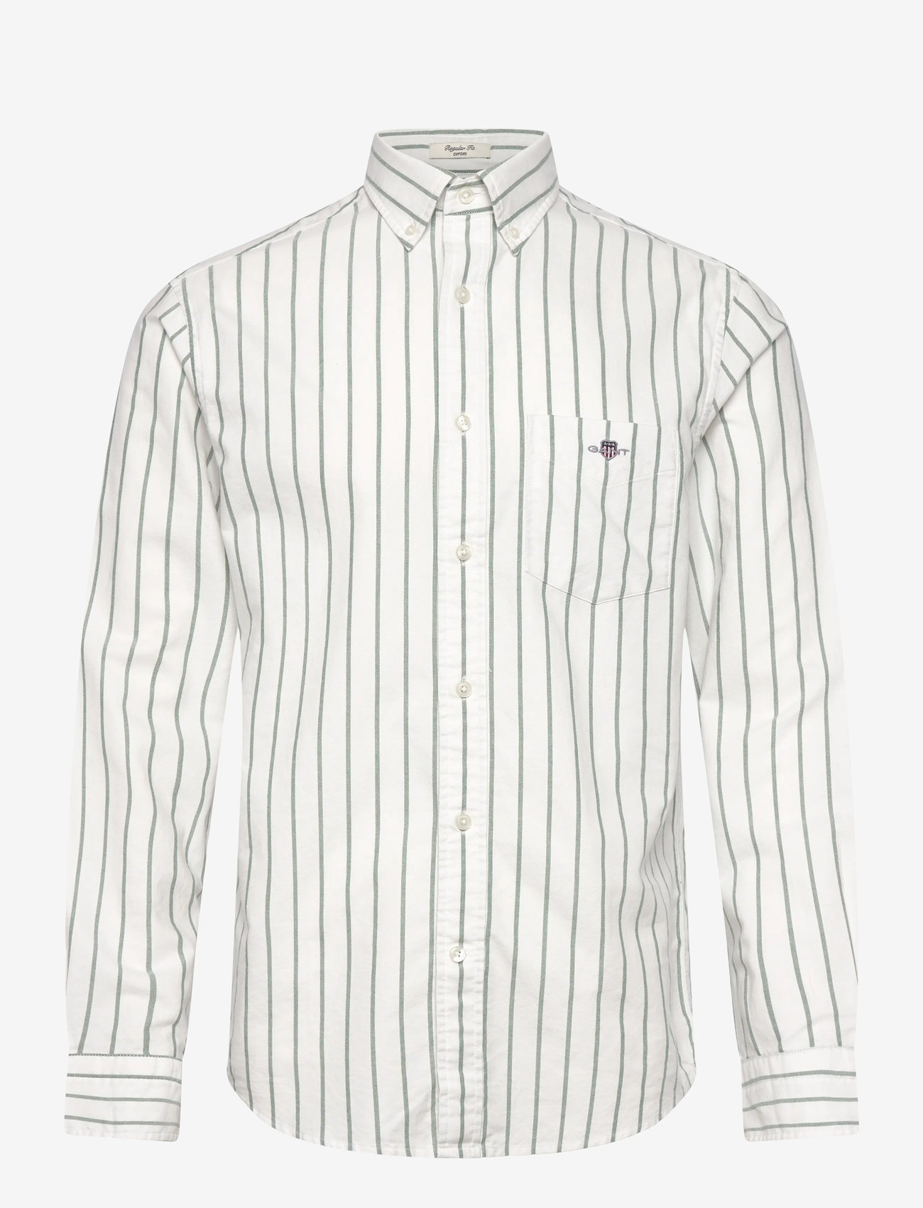Gant - REG CLASSIC OXFORD STRIPE SHIRT - röndóttar skyrtur - forest green - 0