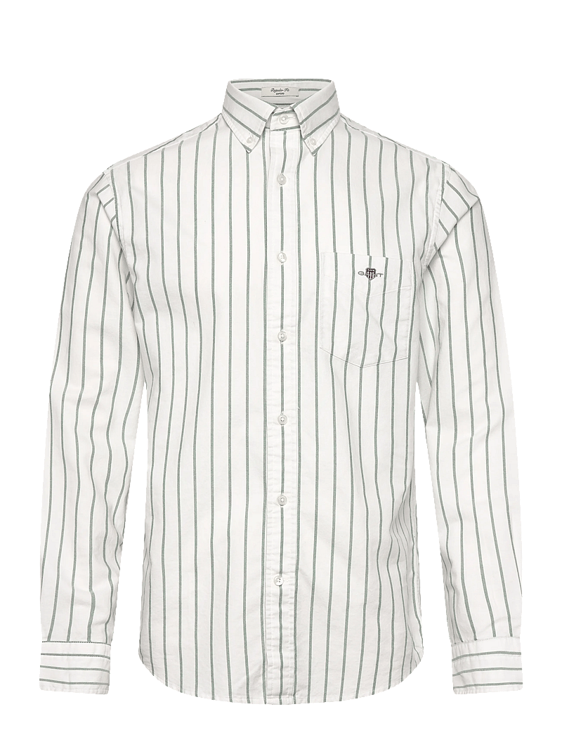 Gant - REG CLASSIC OXFORD STRIPE SHIRT - röndóttar skyrtur - forest green - 0