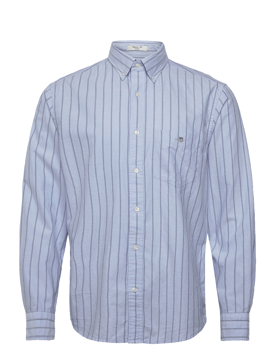 Gant - REG CLASSIC OXFORD STRIPE SHIRT - stribede skjorter - light blue - 1