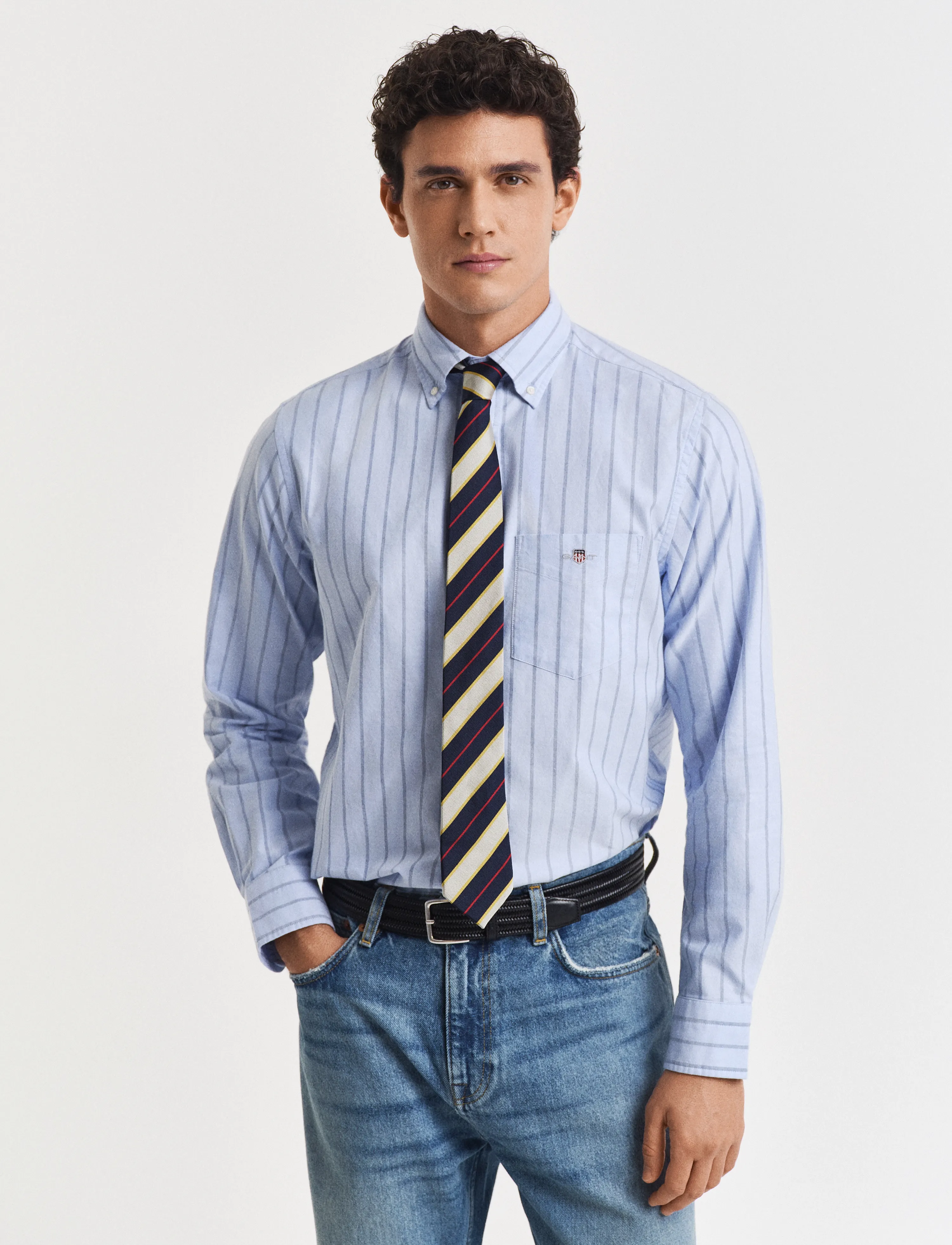 Gant REG CLASSIC OXFORD STRIPE SHIRT - Skjorter - LIGHT BLUE / blue