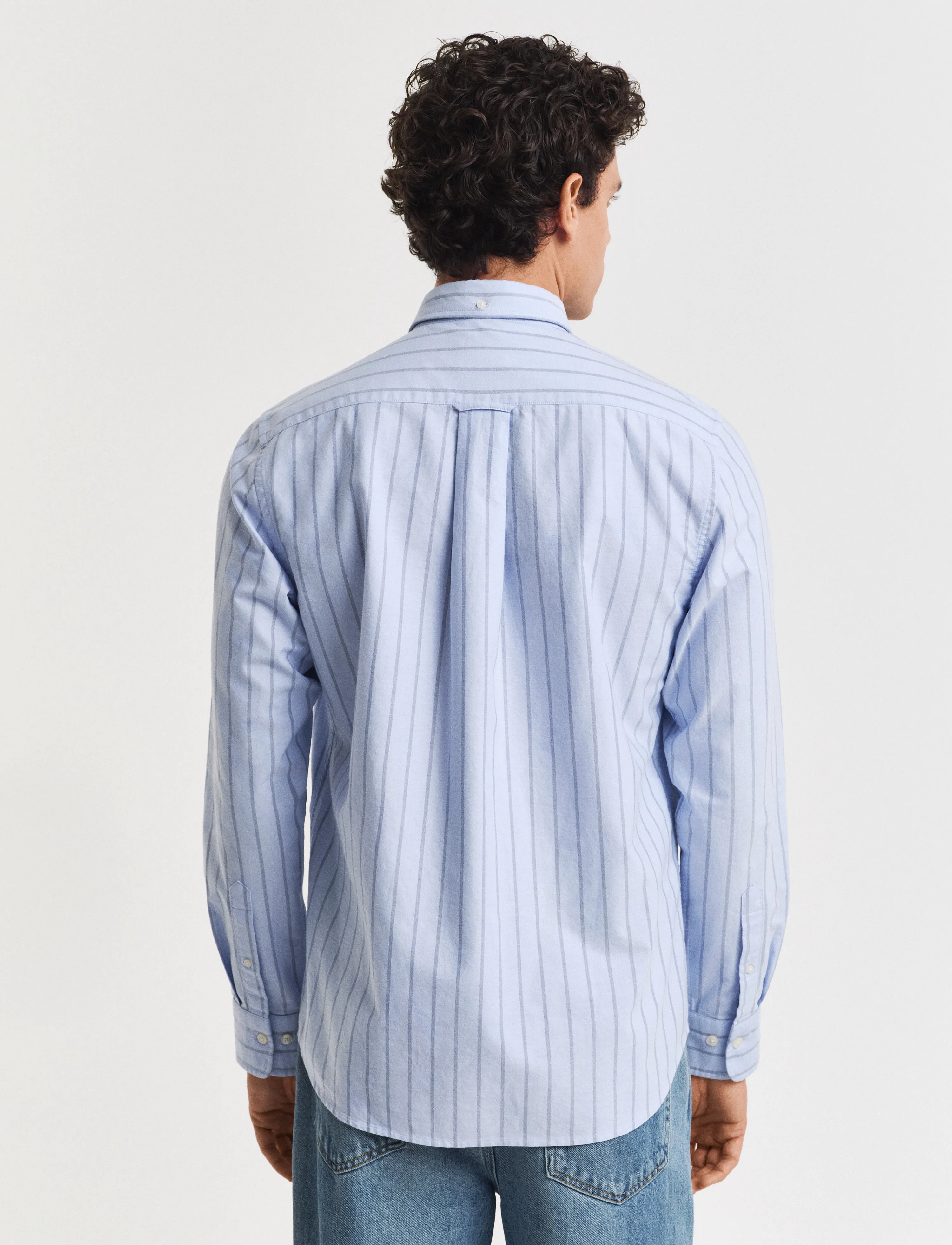 Gant - REG CLASSIC OXFORD STRIPE SHIRT - stribede skjorter - light blue - 3