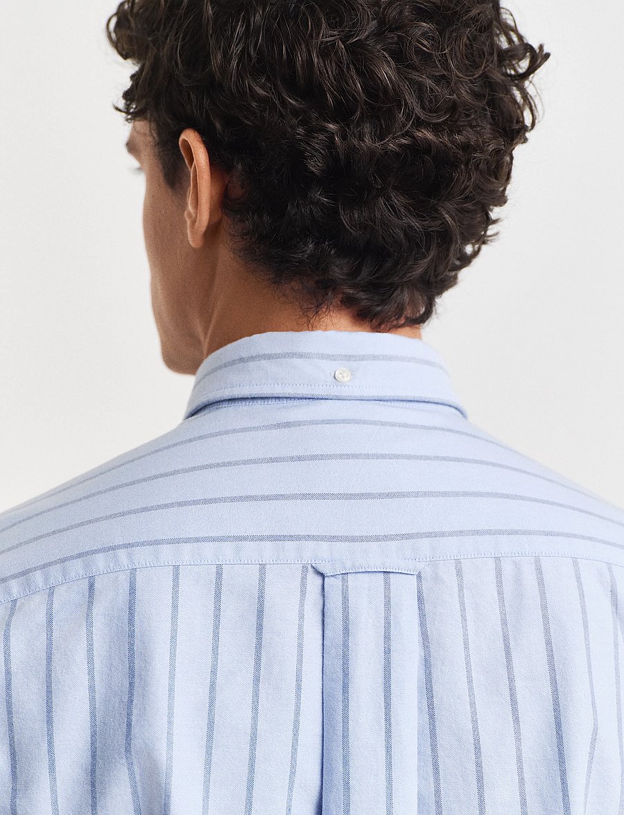 Gant - REG CLASSIC OXFORD STRIPE SHIRT - stribede skjorter - light blue - 4