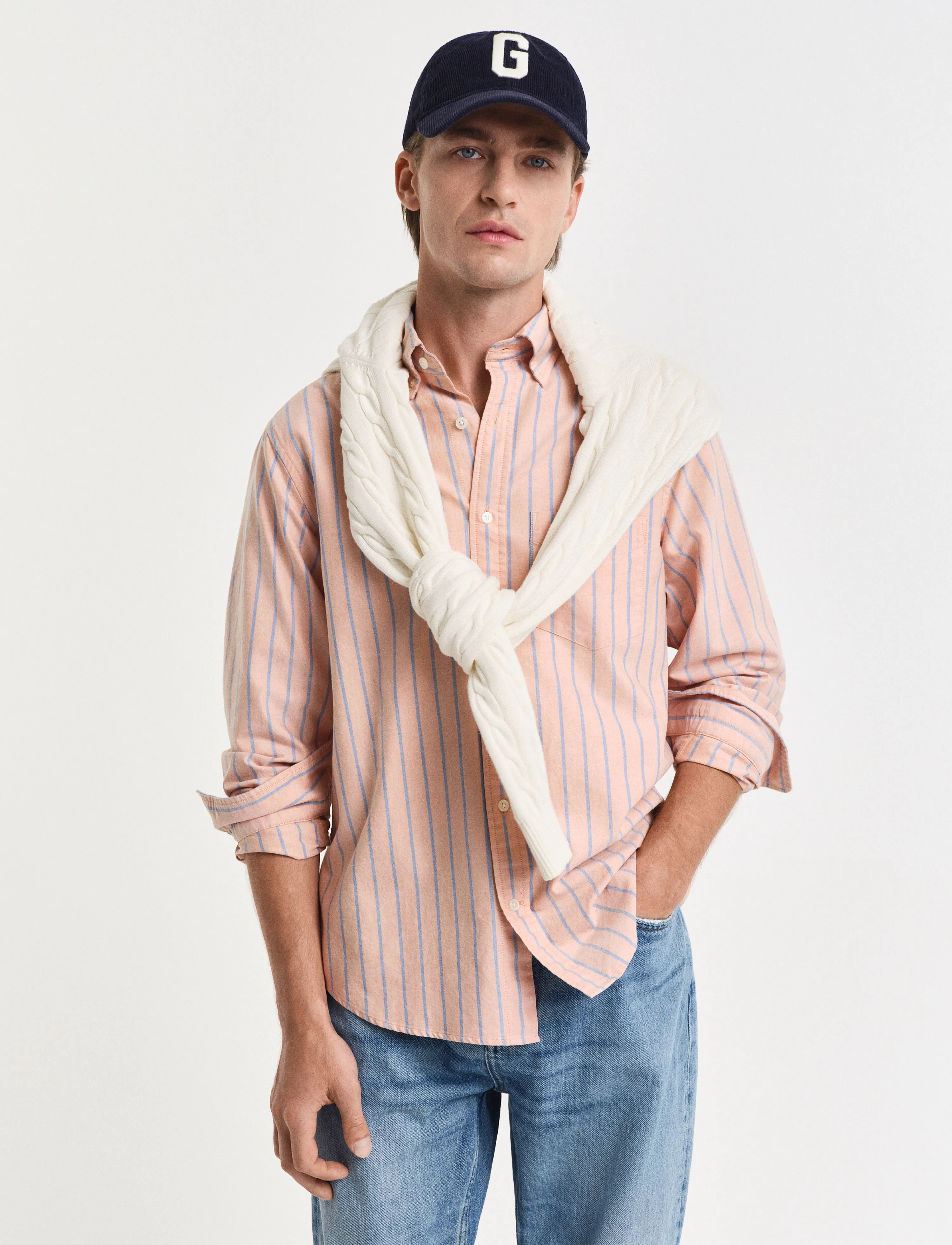 Gant - REG CLASSIC OXFORD STRIPE SHIRT - chemises à rayures - orange bronze - 0
