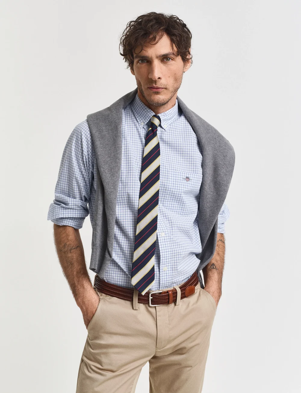 GANT - REG CLASSIC POPLIN CHECK SHIRT - basic-hemden - college blue - 0