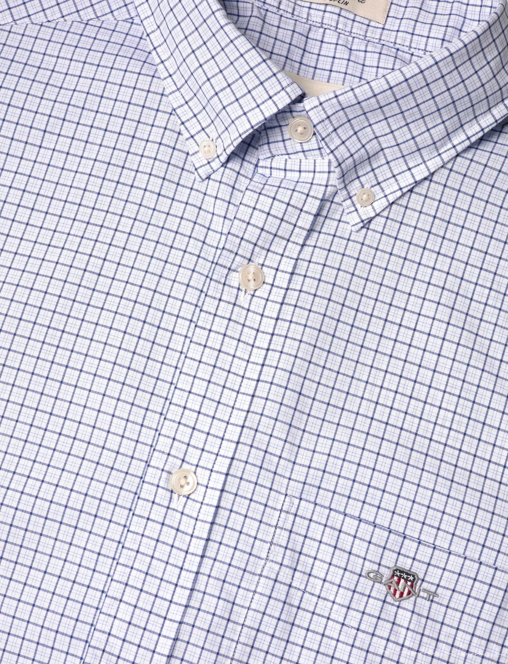 GANT - REG CLASSIC POPLIN CHECK SS SHIRT - basic skjorter - college blue - 3