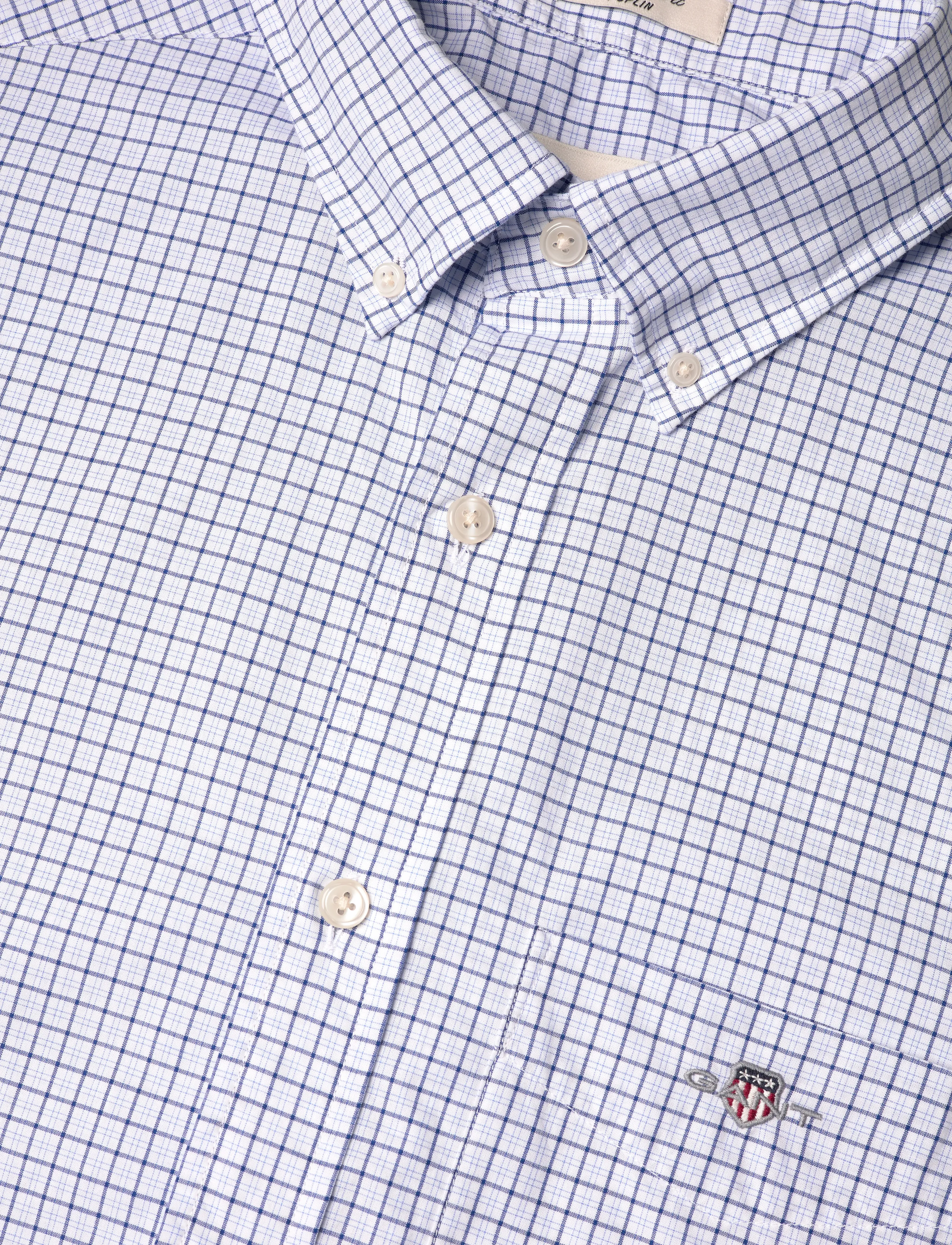 GANT - REG CLASSIC POPLIN CHECK SS SHIRT - college blue - 3