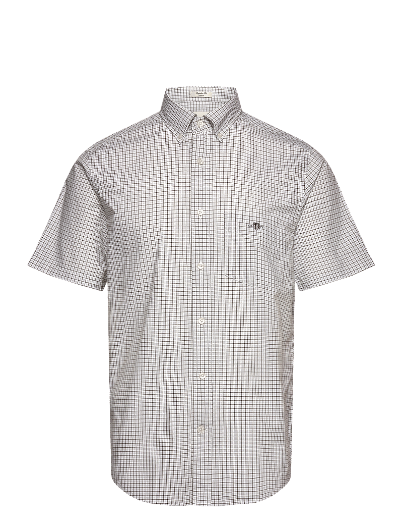 GANT - REG CLASSIC POPLIN CHECK SS SHIRT - basic shirts - juniper green - 0