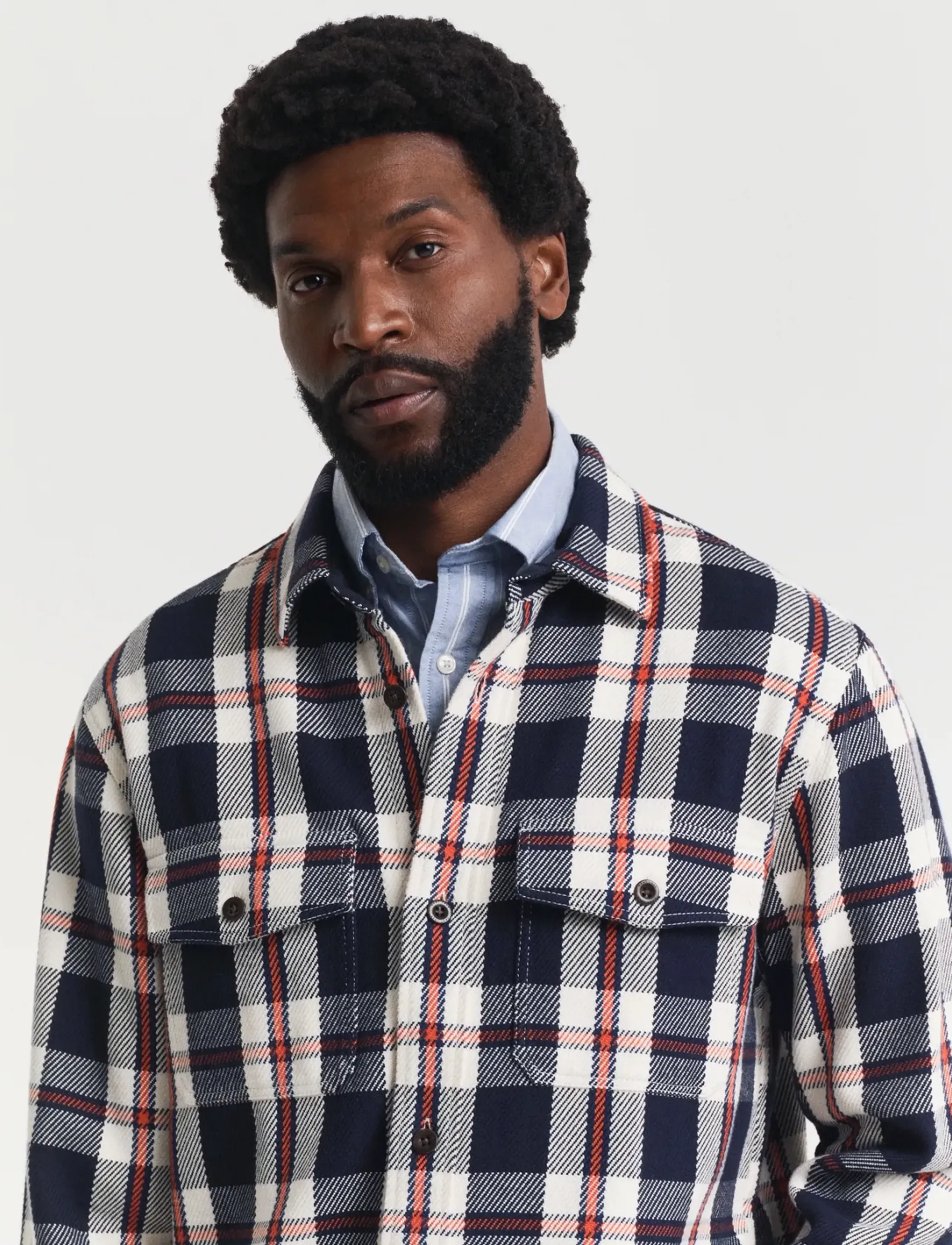 Gant HEAVY TWILL CHECK OVERSHIRT - Ternede skjorter - EVENING BLUE / navy