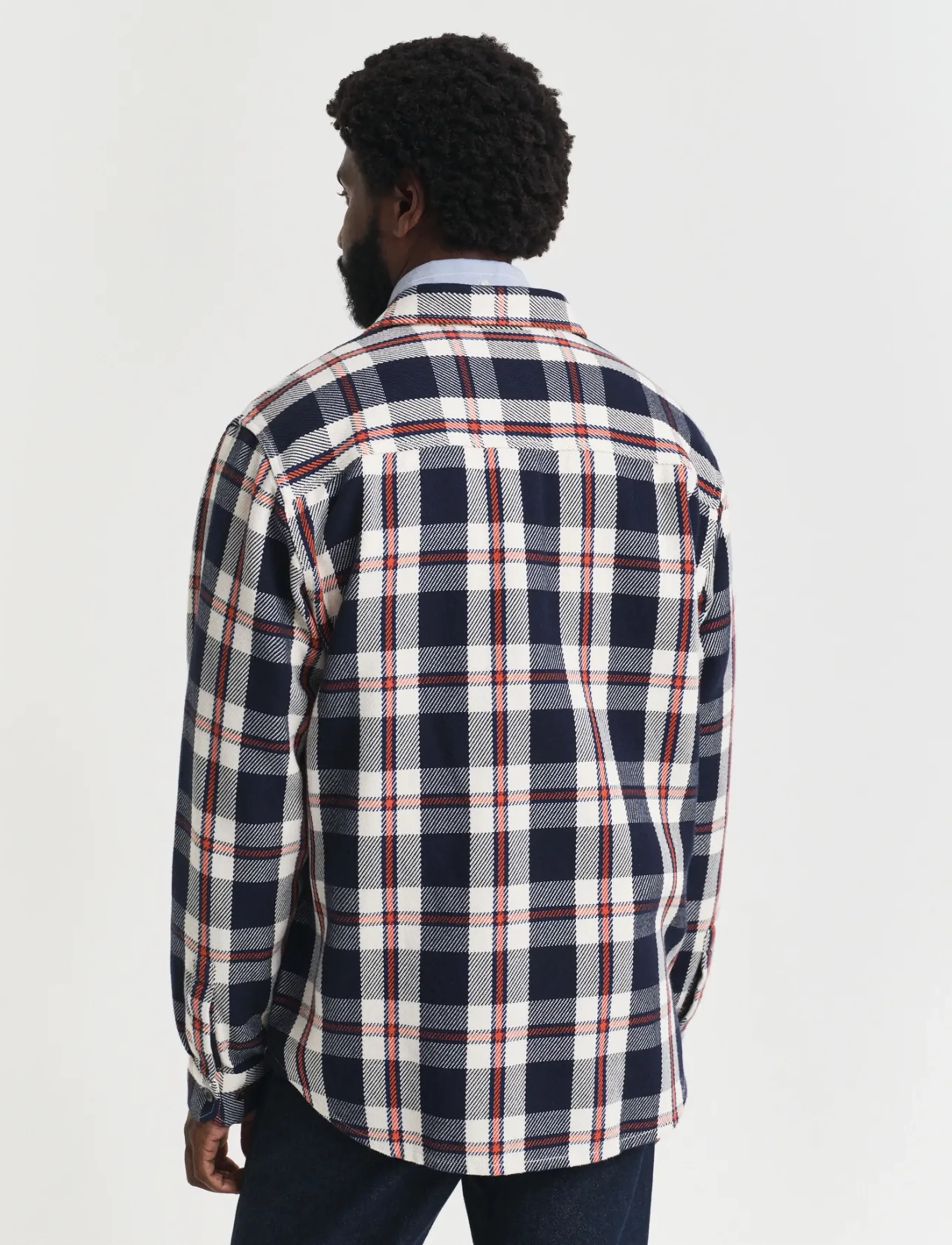 Gant - HEAVY TWILL CHECK OVERSHIRT - rutiga skjortor - evening blue - 4