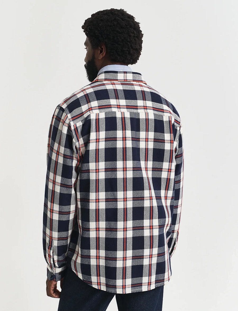 Gant - HEAVY TWILL CHECK OVERSHIRT - rutiga skjortor - evening blue - 4