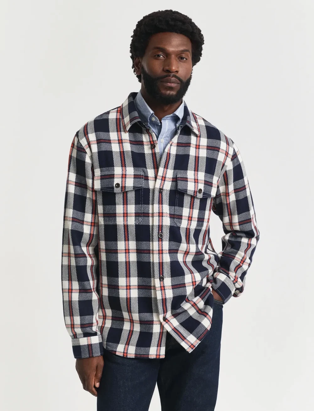 GANT - HEAVY TWILL CHECK OVERSHIRT - karierte hemden - evening blue - 5