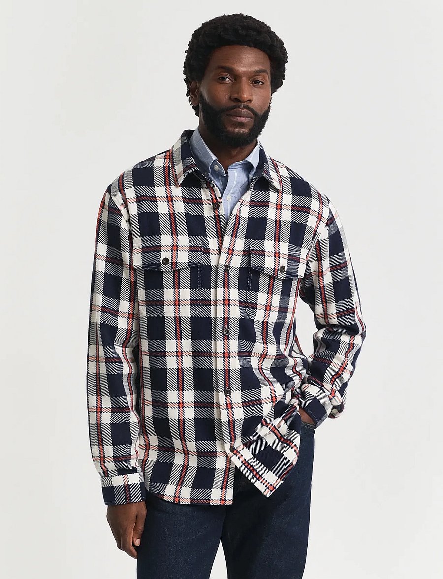 Gant - HEAVY TWILL CHECK OVERSHIRT - rutiga skjortor - evening blue - 5