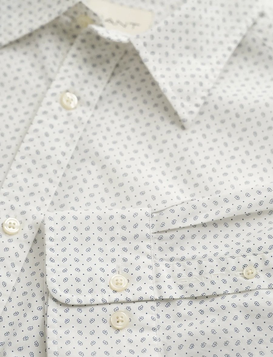 Gant - REG MICRO PRINT SHIRT - mønstrede skjorter - eggshell - 1