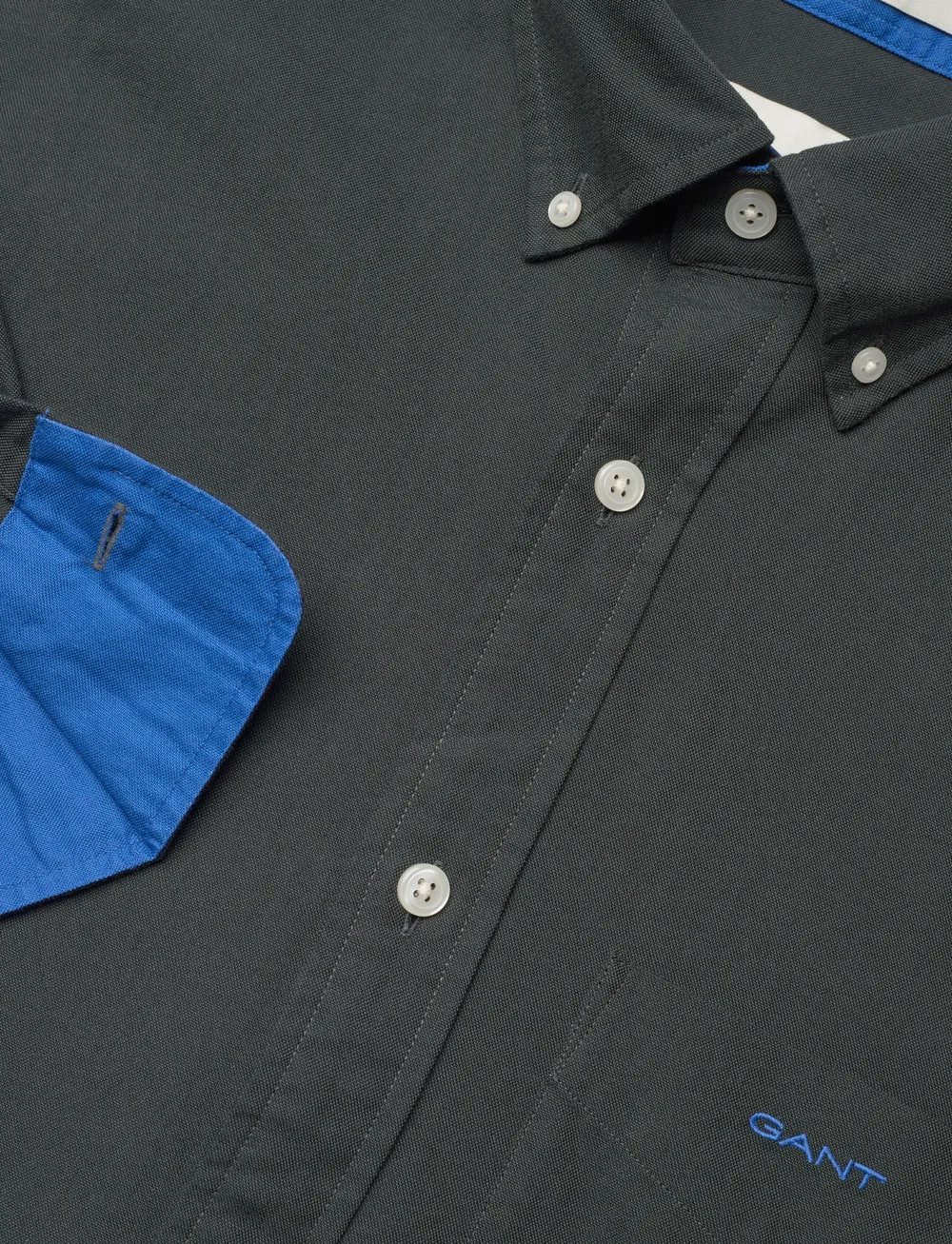 GANT - REG BEEFY OXFORD SHIRT - basic skjortor - black - 3