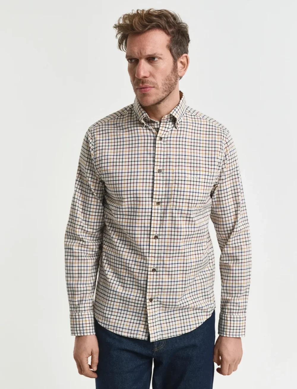 GANT - REG TWILL CHECK SHIRT - basic shirts - mahogany brown - 0