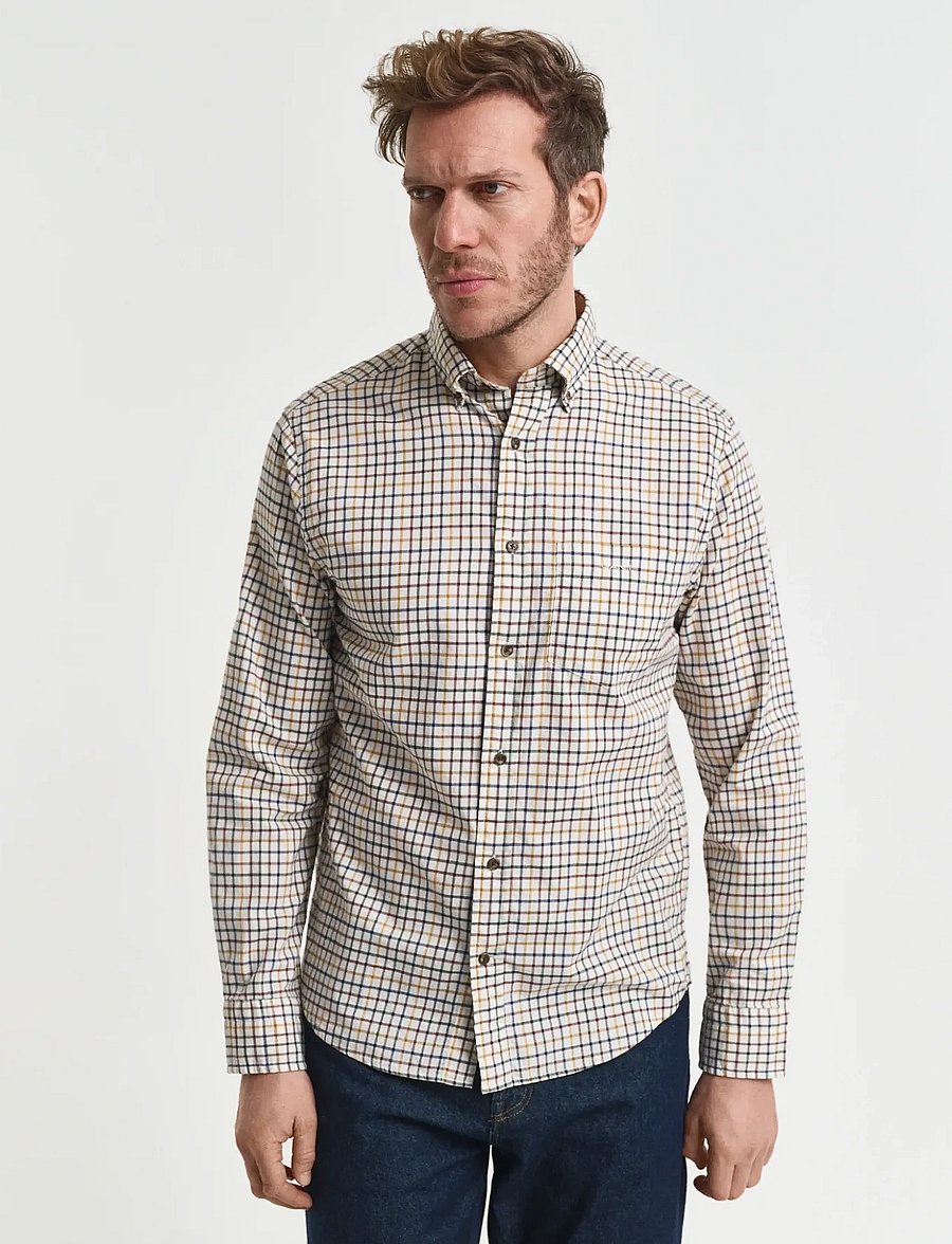 Gant - REG TWILL CHECK SHIRT - mustriga särgid - mahogany brown - 0