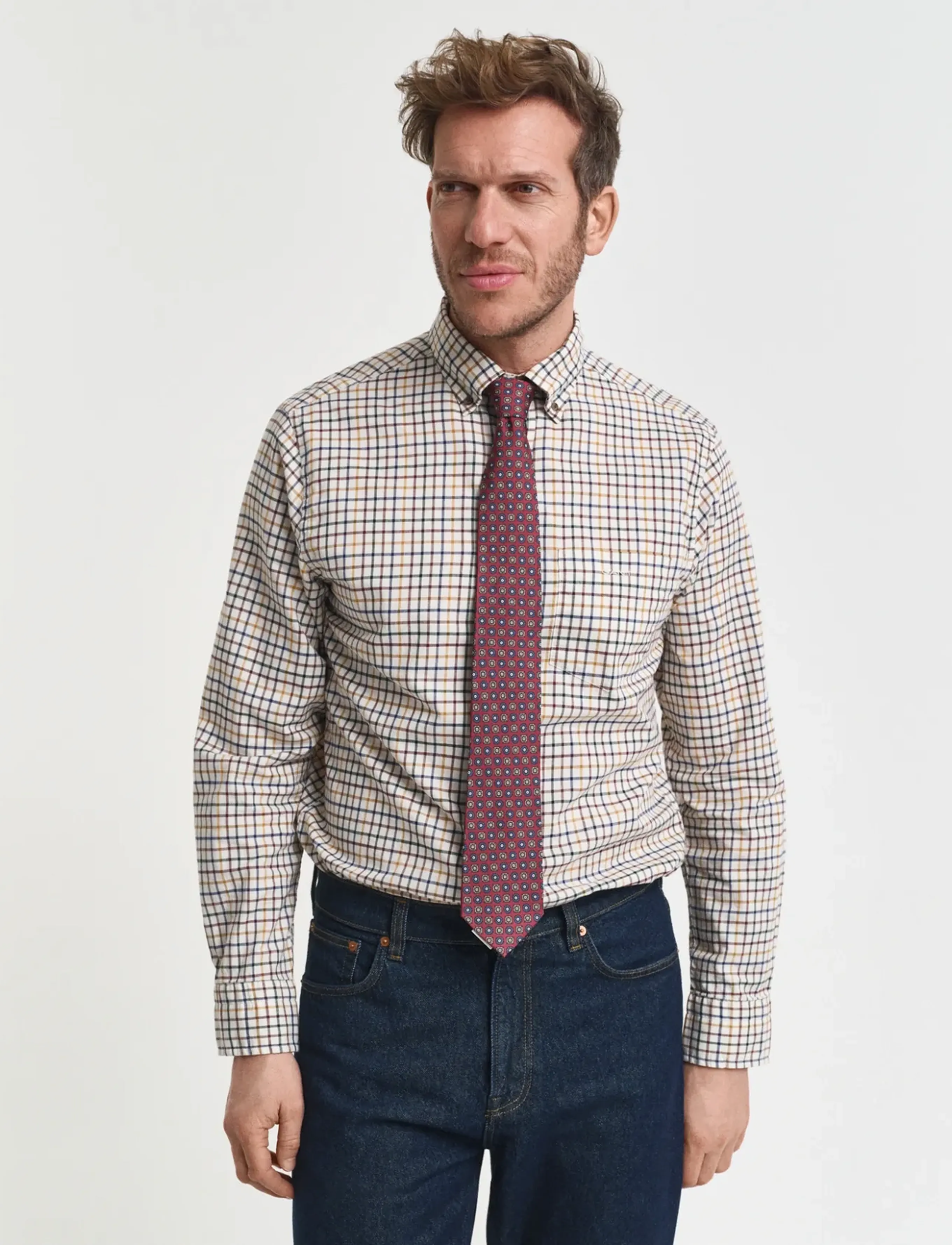 GANT - REG TWILL CHECK SHIRT - mahogany brown - 4
